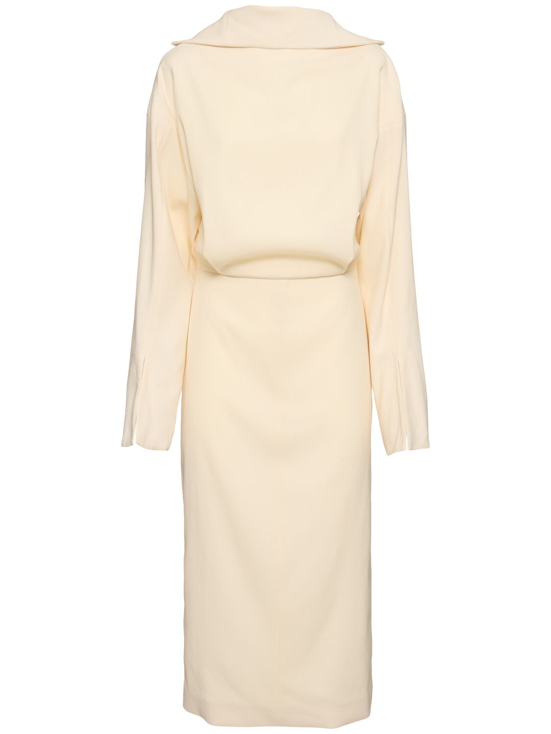 Carven Wool Blend Midi Dress In Ecru