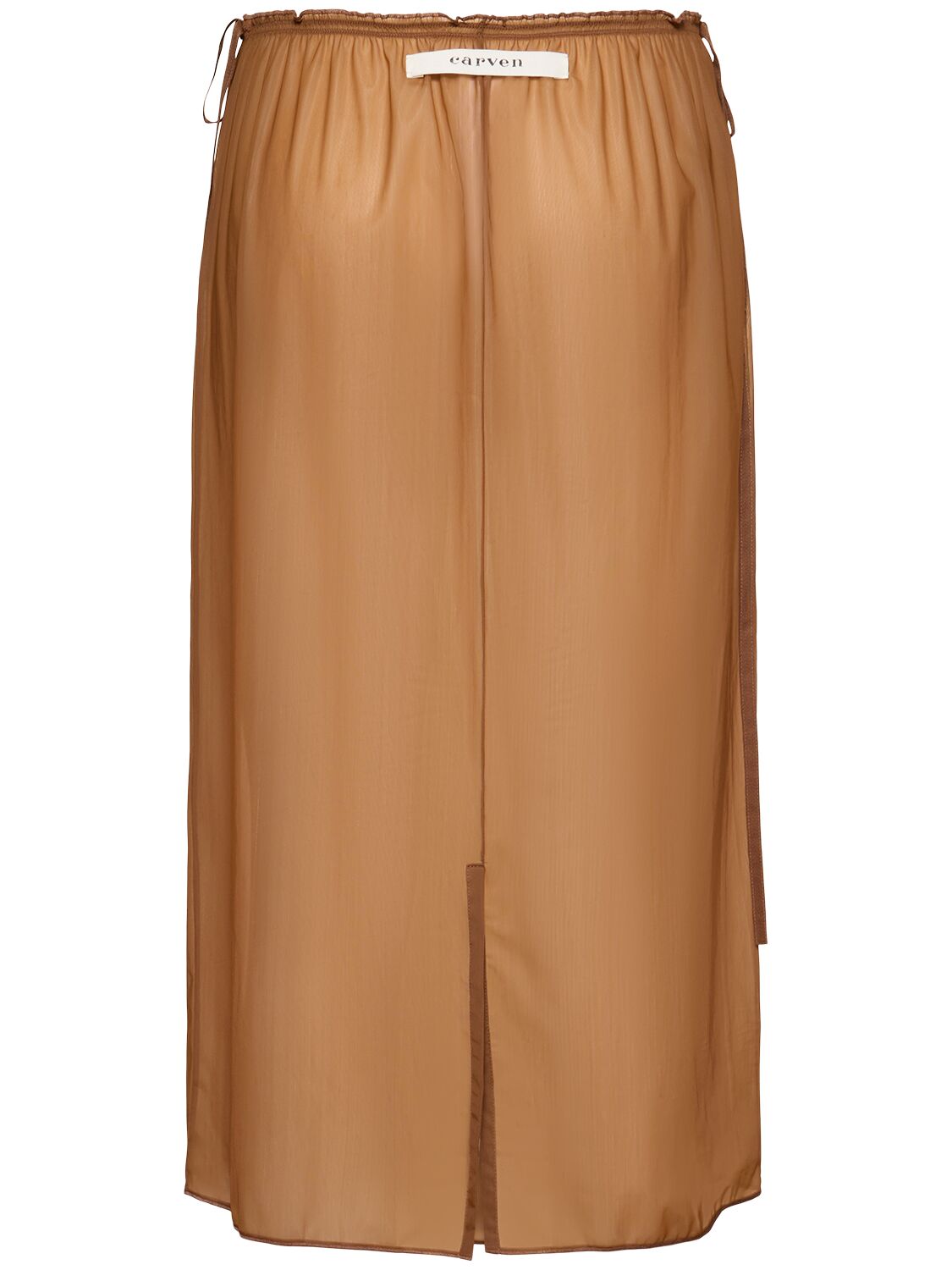 Shop Carven Stretch Mesh Midi Skirt In Beige