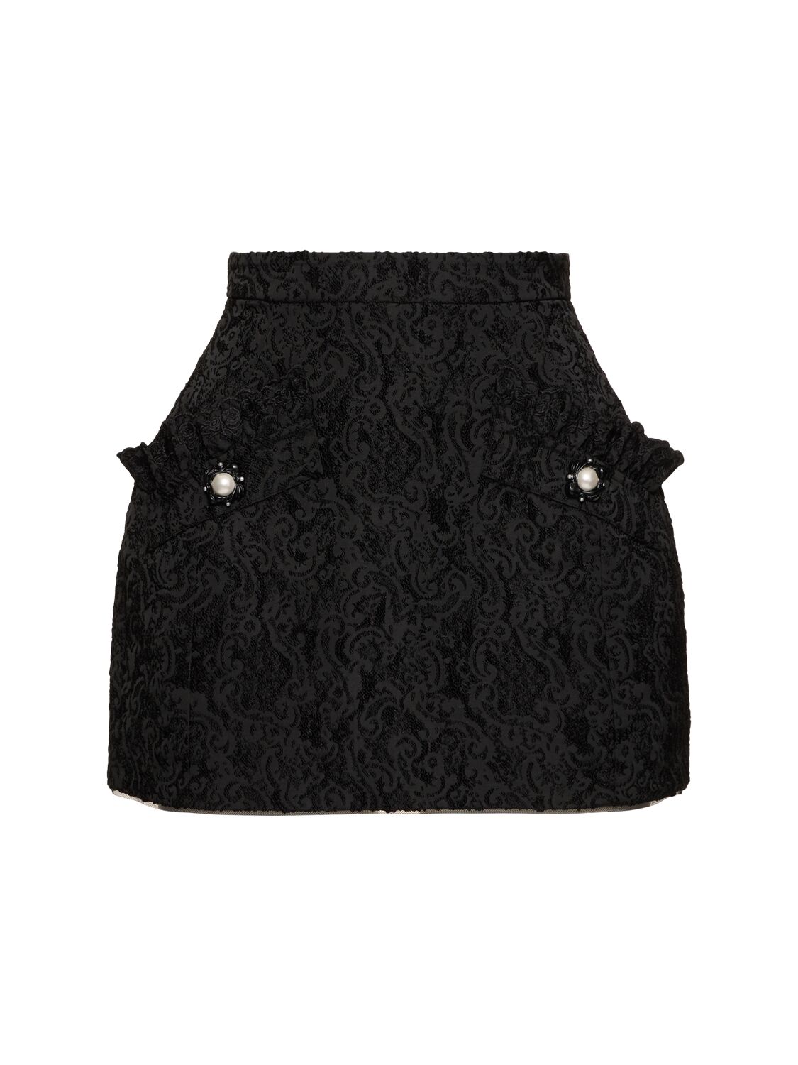 Le Fame Woven Jacquard Mini Skirt In 黑色