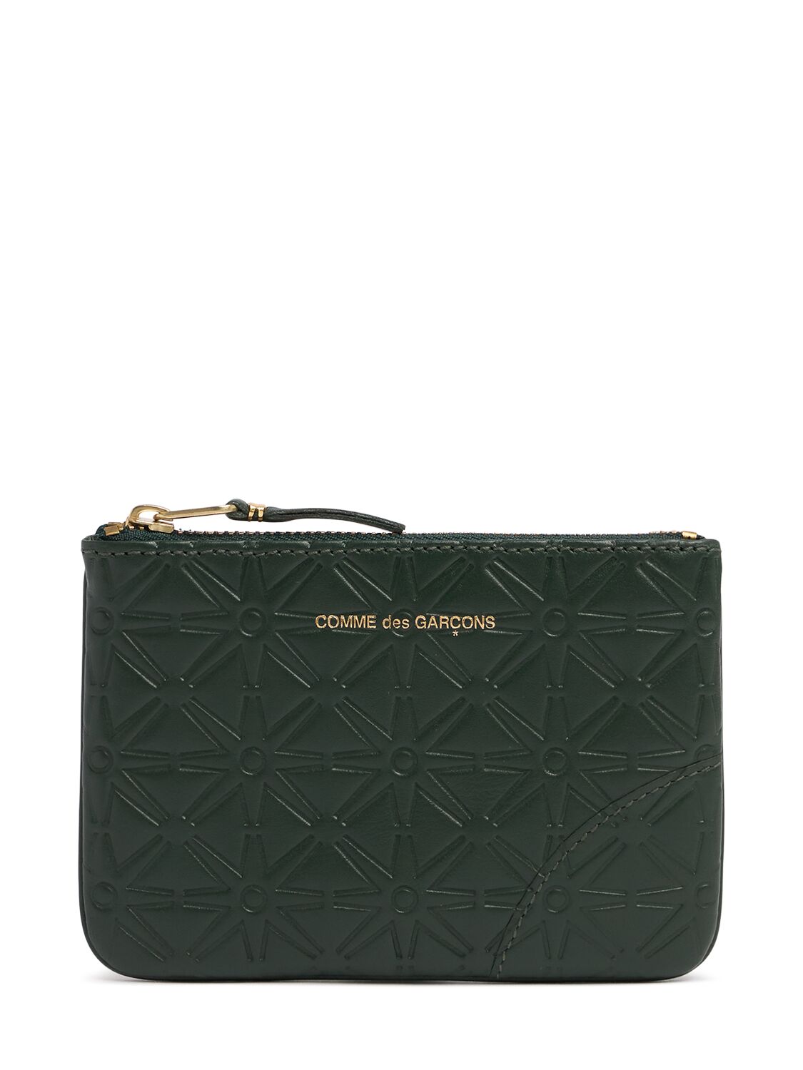 Comme Des Garçons Classic Embossed Leather Zip Wallet In Green