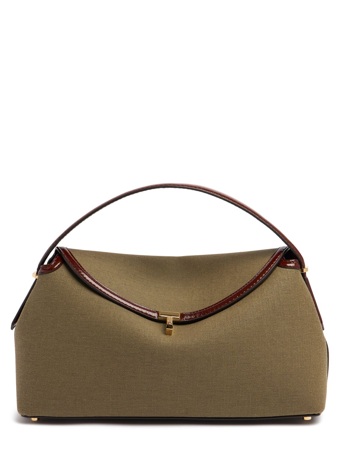 Totême T-lock Canvas Top Handle Bag In Khaki