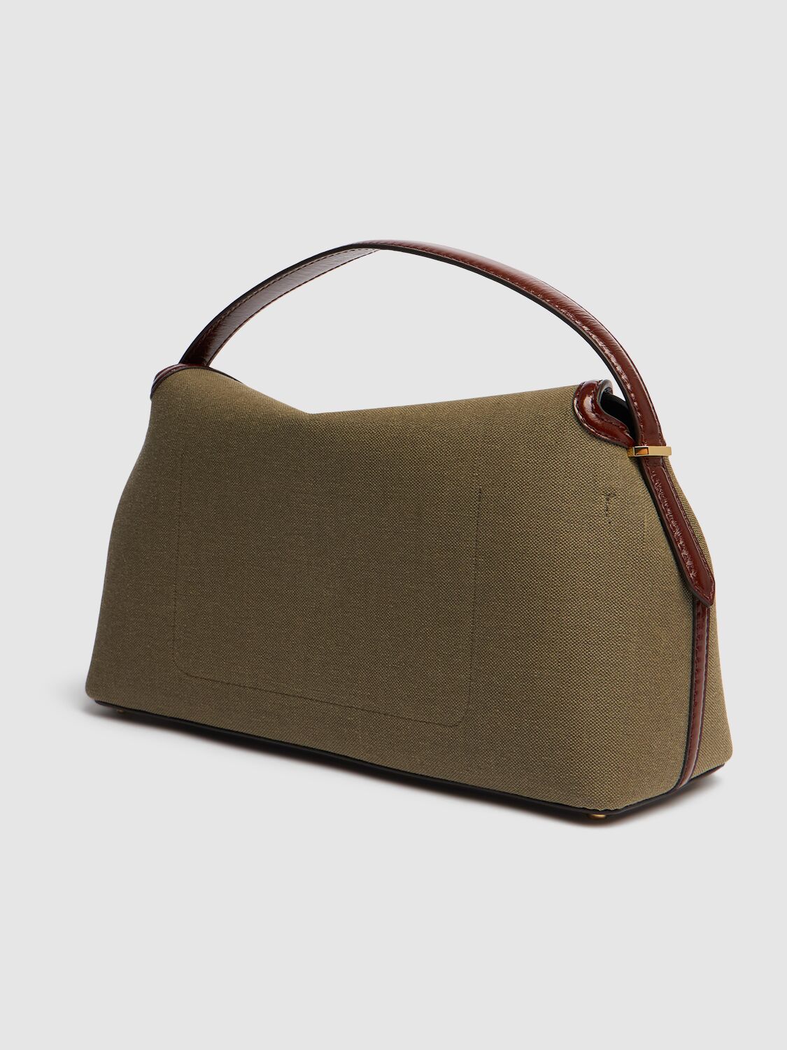 Shop Totême T-lock Canvas Top Handle Bag In Khaki