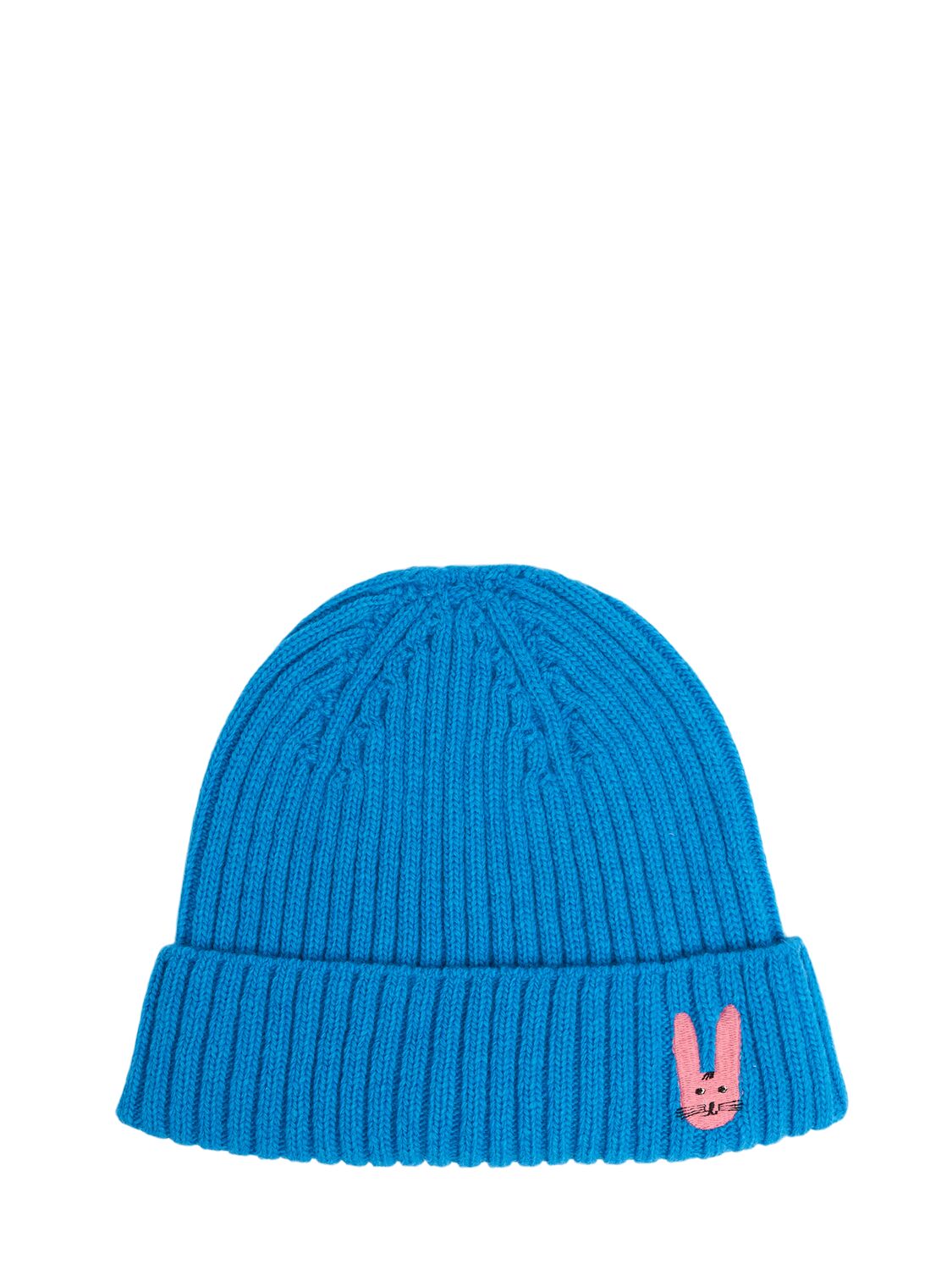 Jellymallow Embroidered Wool Blend Knit Beanie In Blue