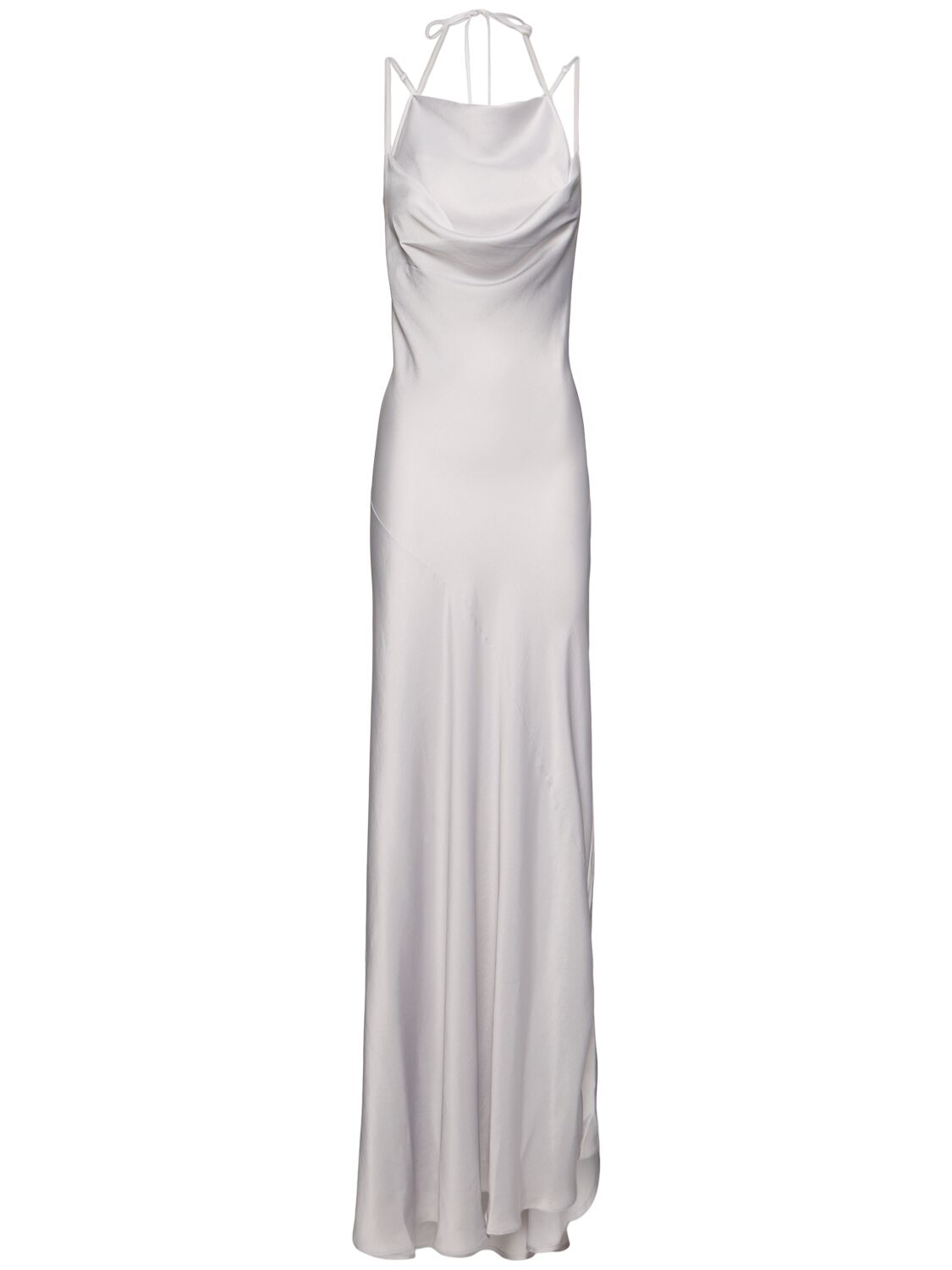 Shop Y/project Draped Satin Long Dress In Grey/silver