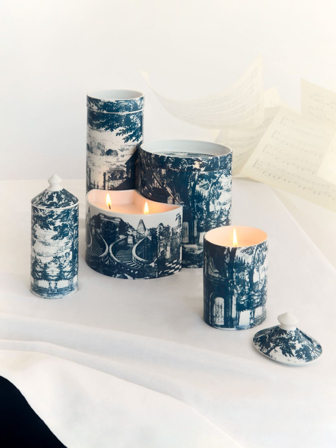 Shop Fornasetti Giardino Settecentesco Candle In Blue