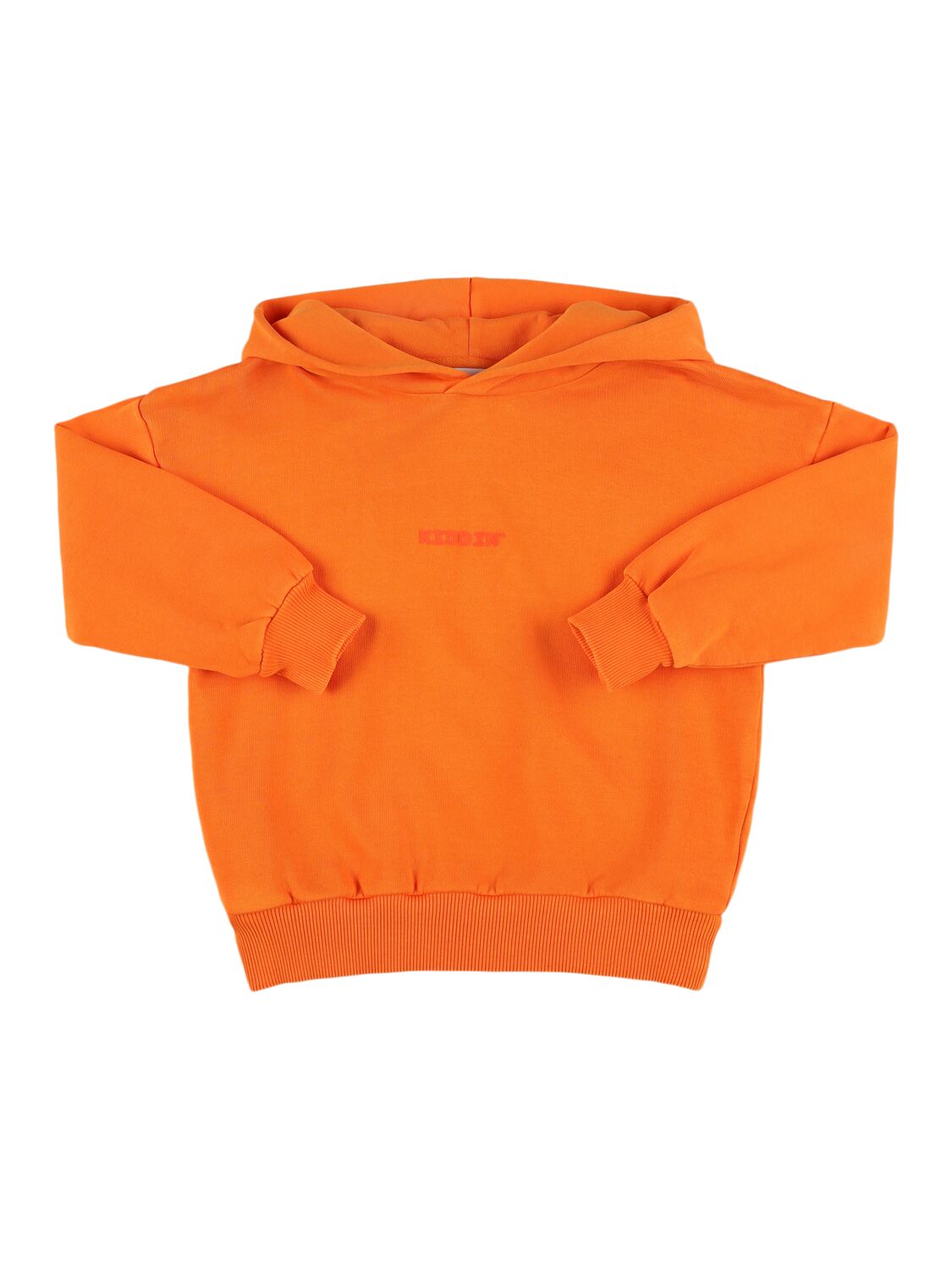 Kiddin Kids' Cotton Hooded Sweatshirt In Orange