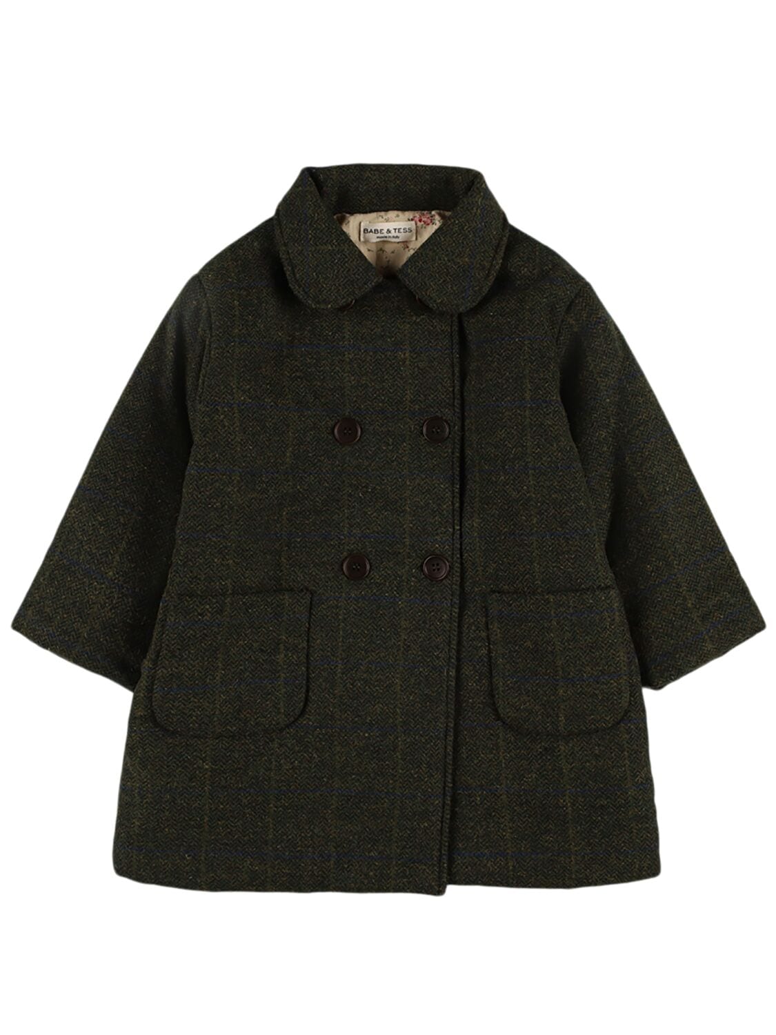 Pinstriped Wool Blend Coat