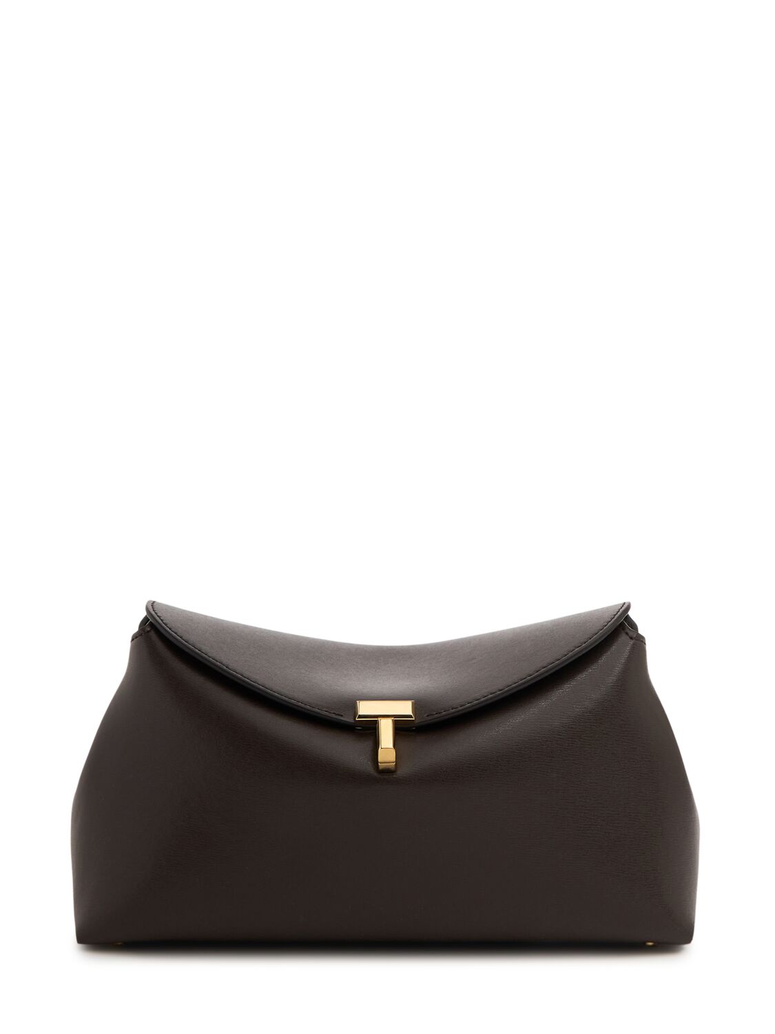 Totême T-lock Nappa Leather Clutch In Bark