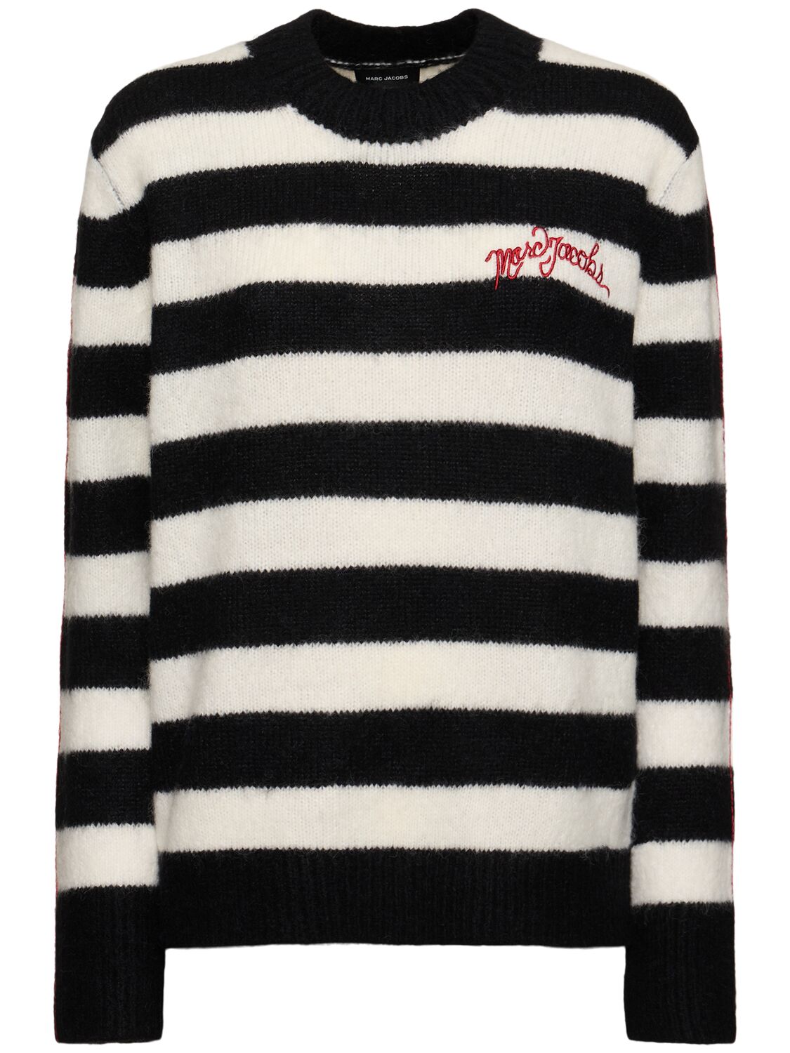 Shop Marc Jacobs Logo Brushed Alpaca Blend Sweater In Black/white