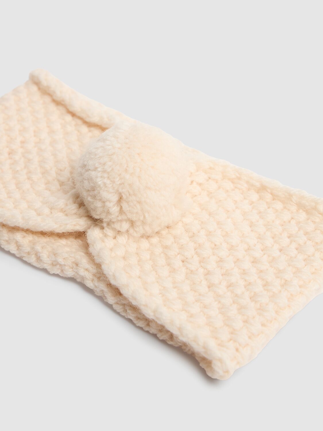 1+ In The Family Wool Blend Knit Headband W/pompon In White
