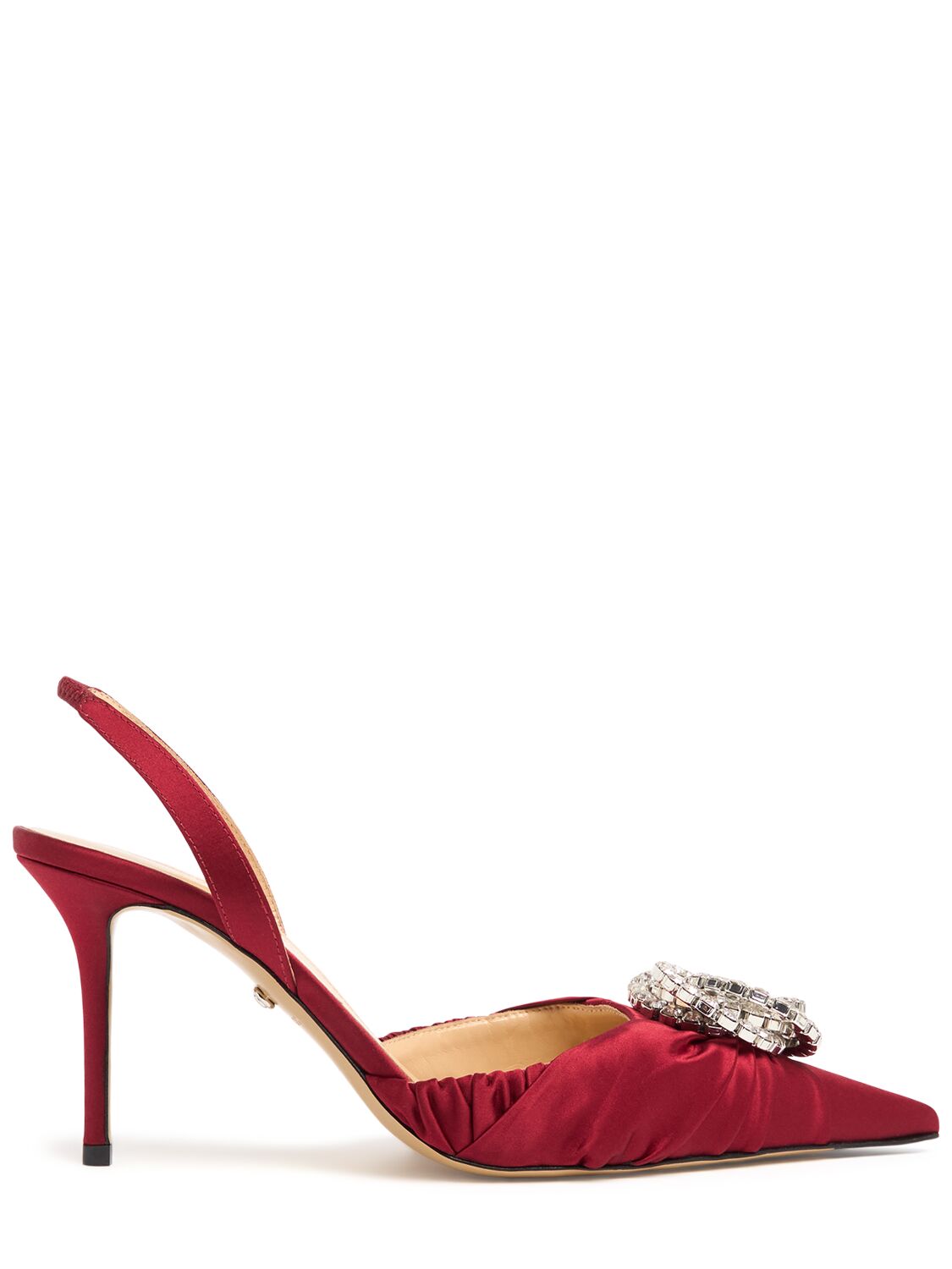 Mach & Mach 85mm Galaxy Satin Slingback Heels In Bordeaux