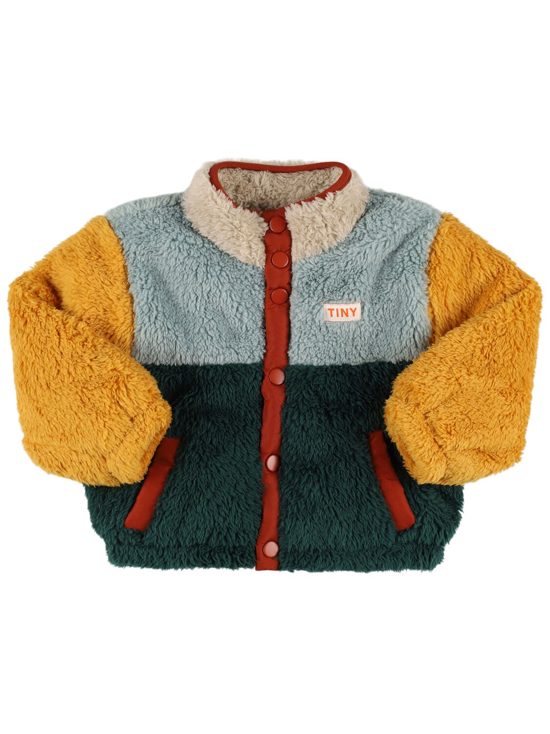 Tiny Cottons Babies' Color Block Poly Sherpa Jacket In Multicolor