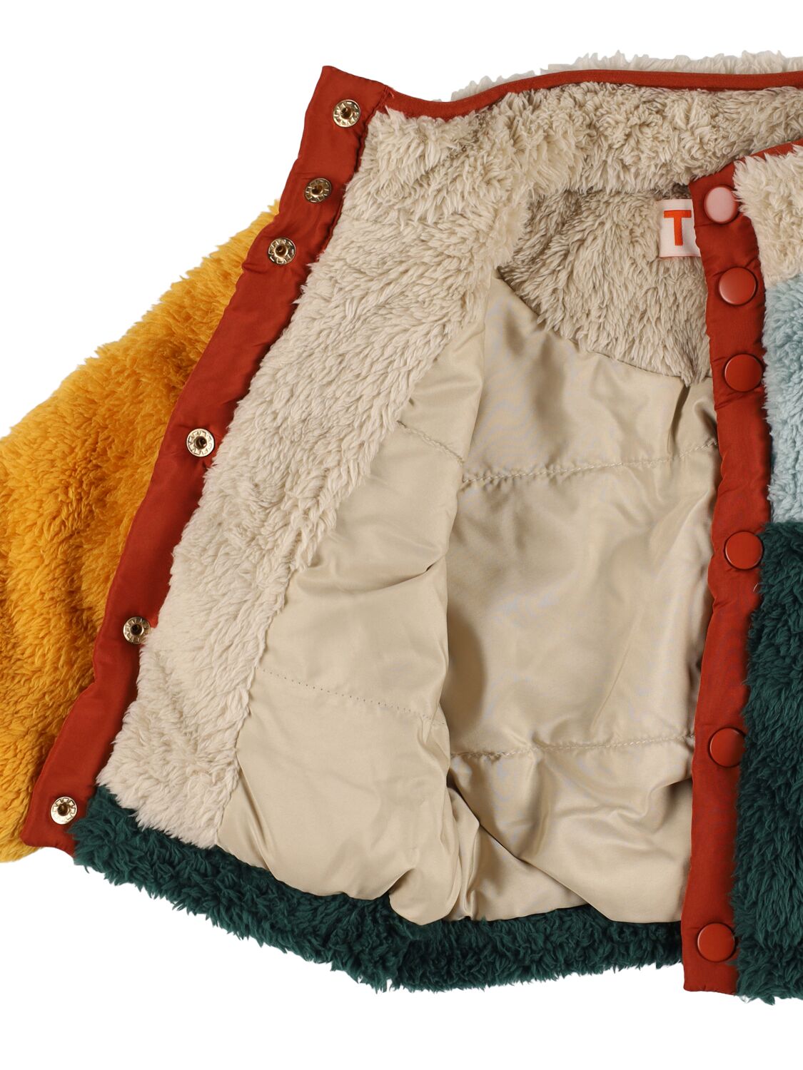 Shop Tiny Cottons Color Block Poly Sherpa Jacket In Multicolor