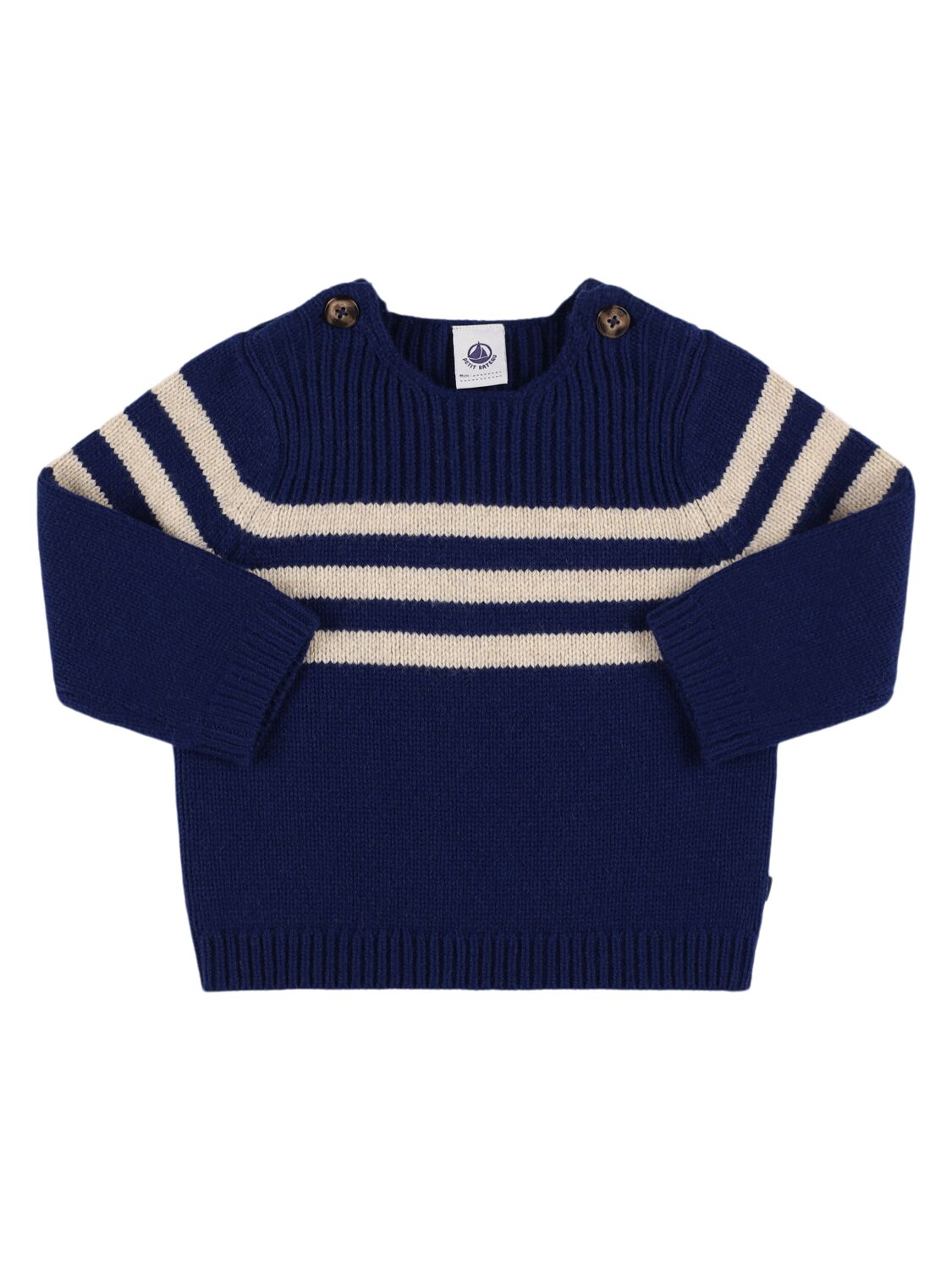 Petit Bateau Wool Blend Tricot Knit Sweater In Light Blue