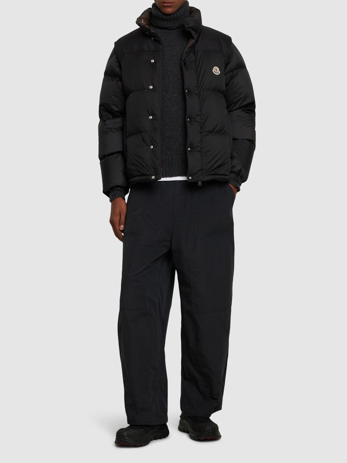 Shop Moncler Re-icons Verone Down Jacket In Black/brown