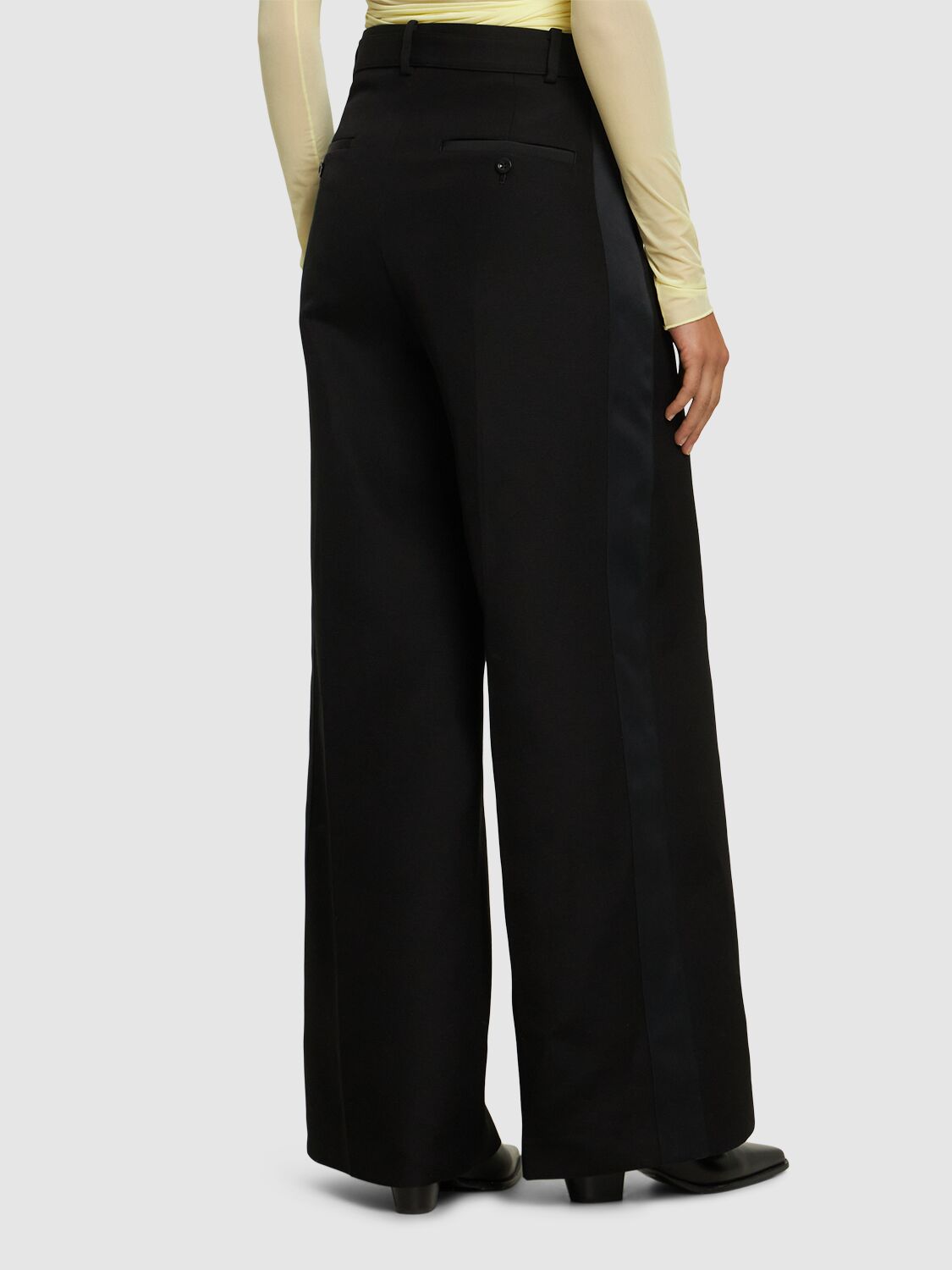 Sacai Double-faced Silk & Cotton Wide Pants In Black