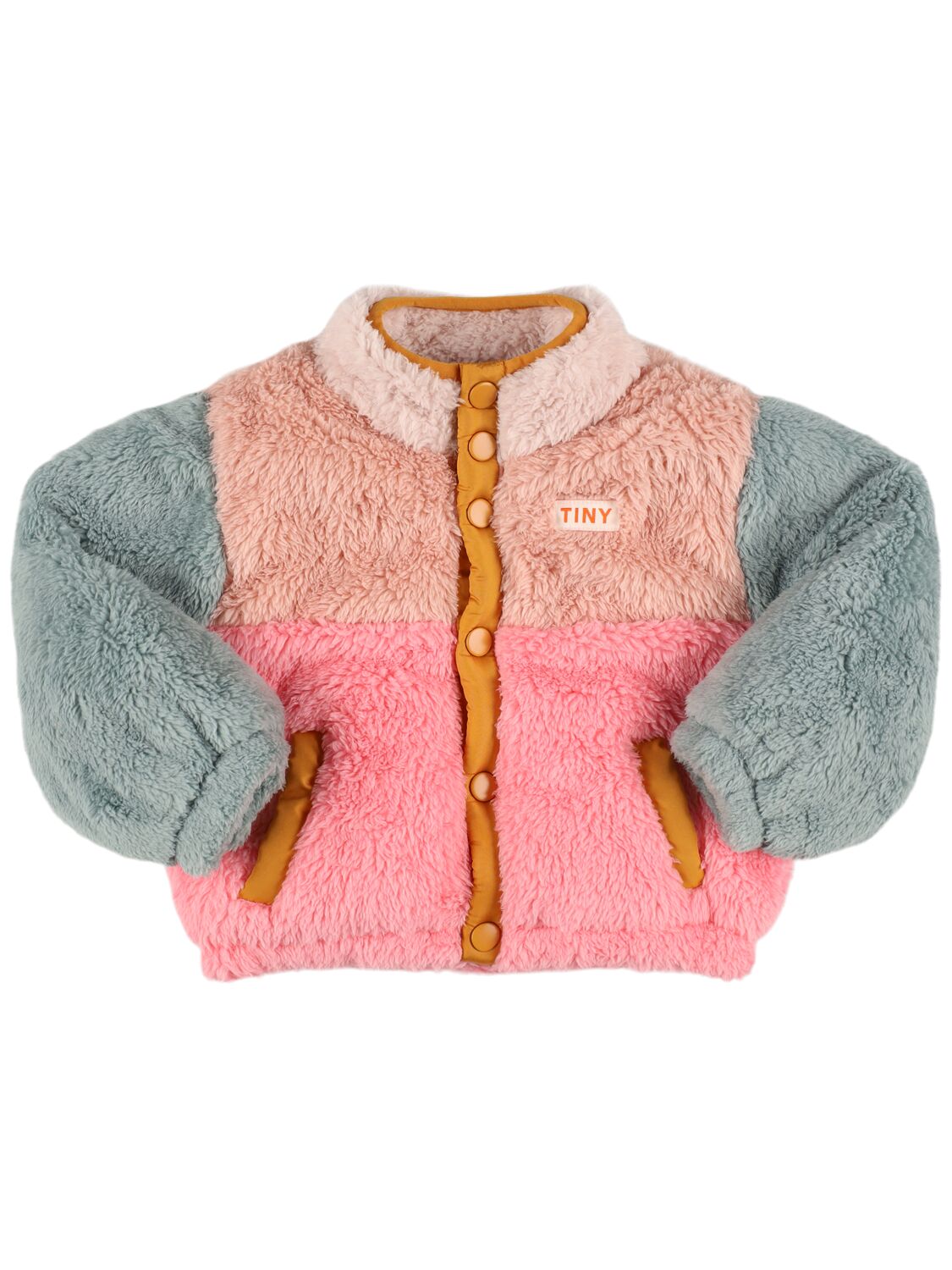 Tiny Cottons Color Block Poly Sherpa Jacket In Multicolor