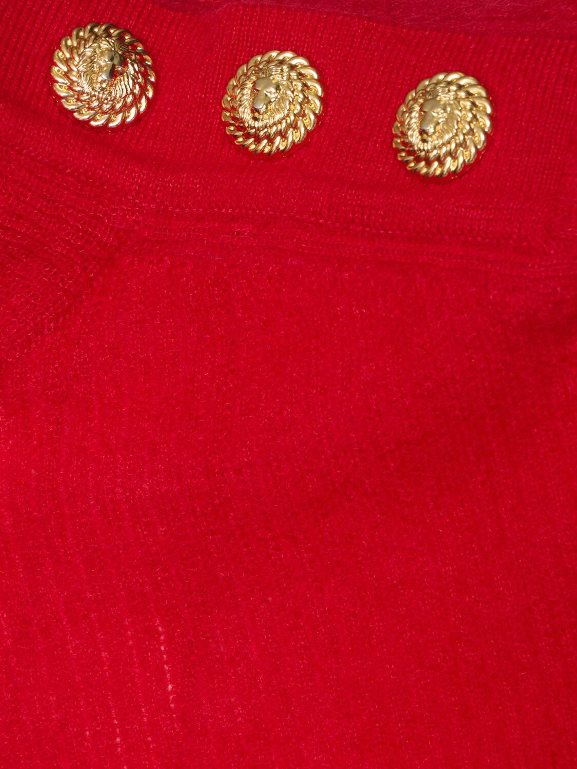 Shop Balmain Buttoned Mohair Blend High Neck Sweater In Red