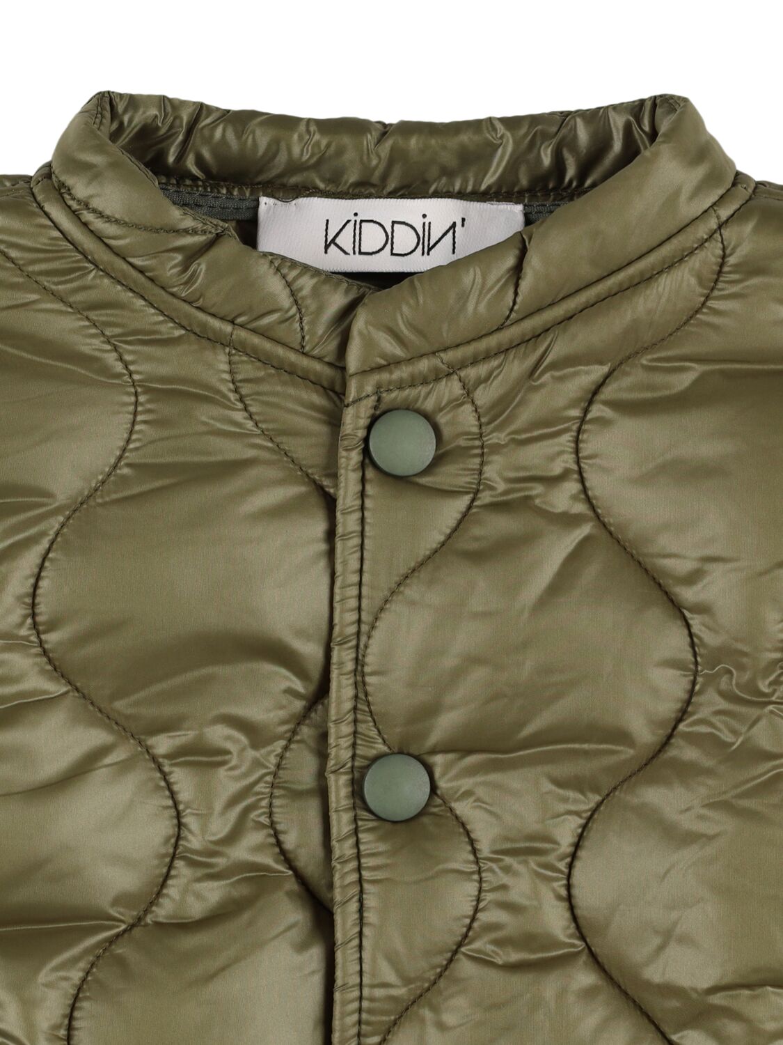 Shop Kiddin Quilted Nylon Puffer Jacket In Green