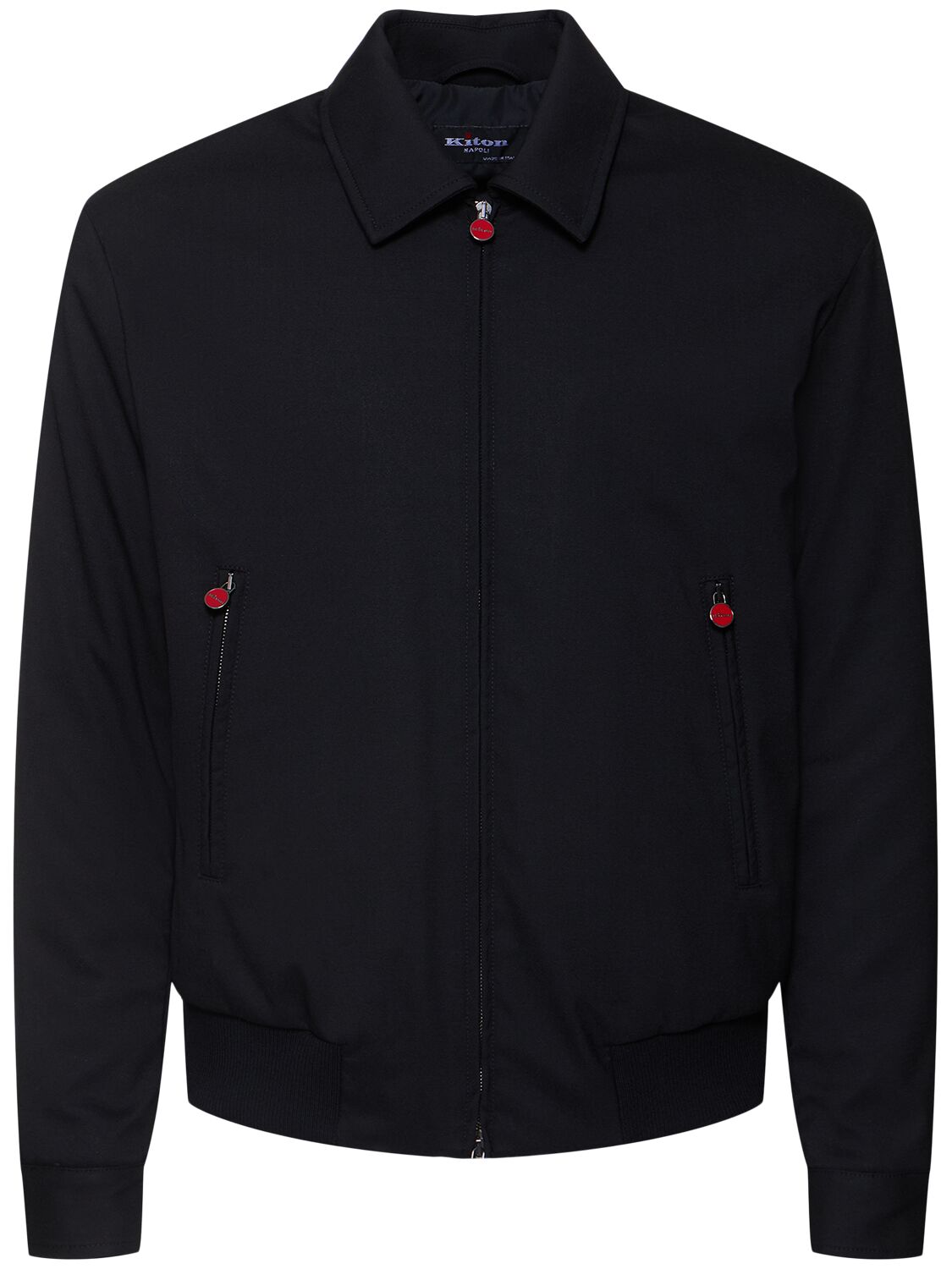 Shop Kiton Zipped Wool Blend Casual Jacket In Black