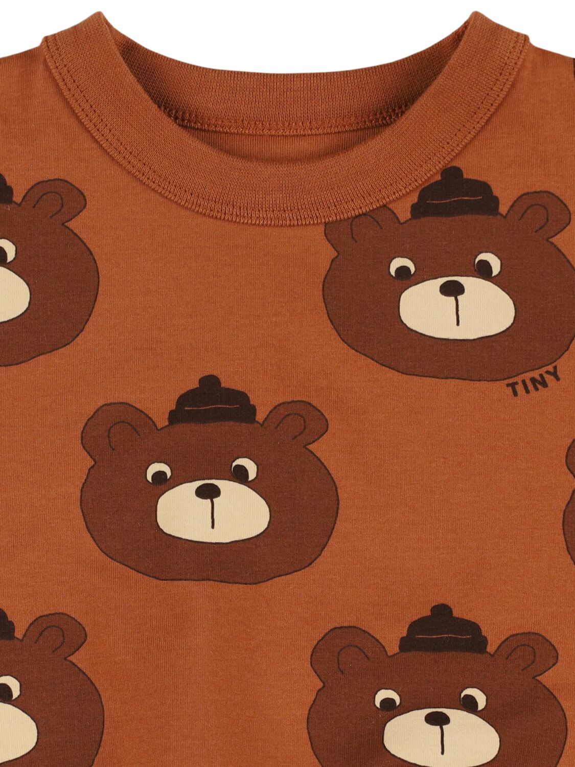 Shop Tiny Cottons Bear Print Cotton Crewneck Sweatshirt In Brown