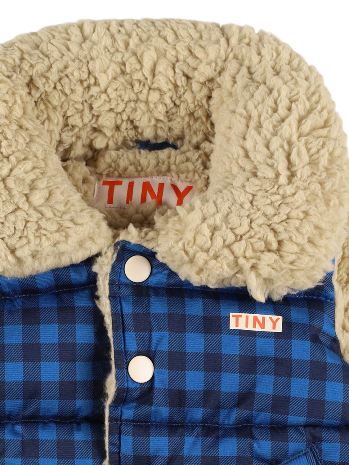 Shop Tiny Cottons Printed Nylon Puffer Vest In Blue