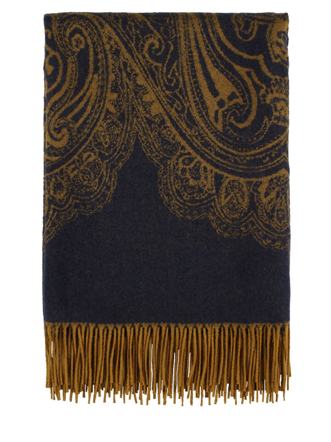 Etro Yotei Fringed Wool Throw In Blue