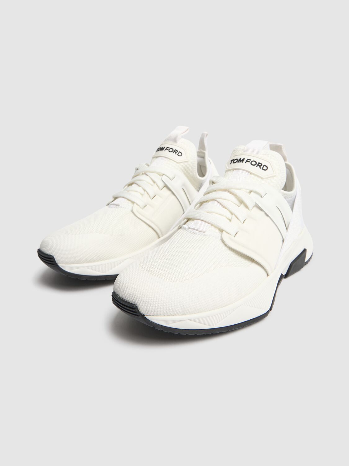Tom Ford Jago Suede And Mesh Sneakers In White | ModeSens