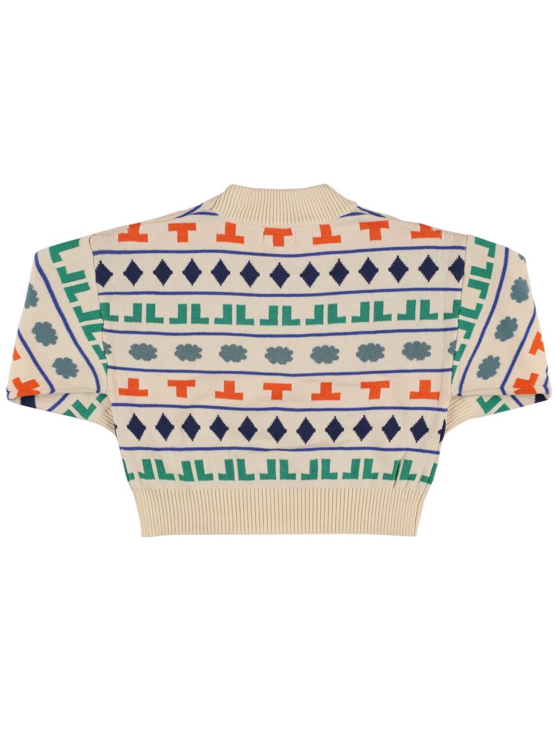 Shop Tiny Cottons Cotton & Wool Knit Sweater In White/multi