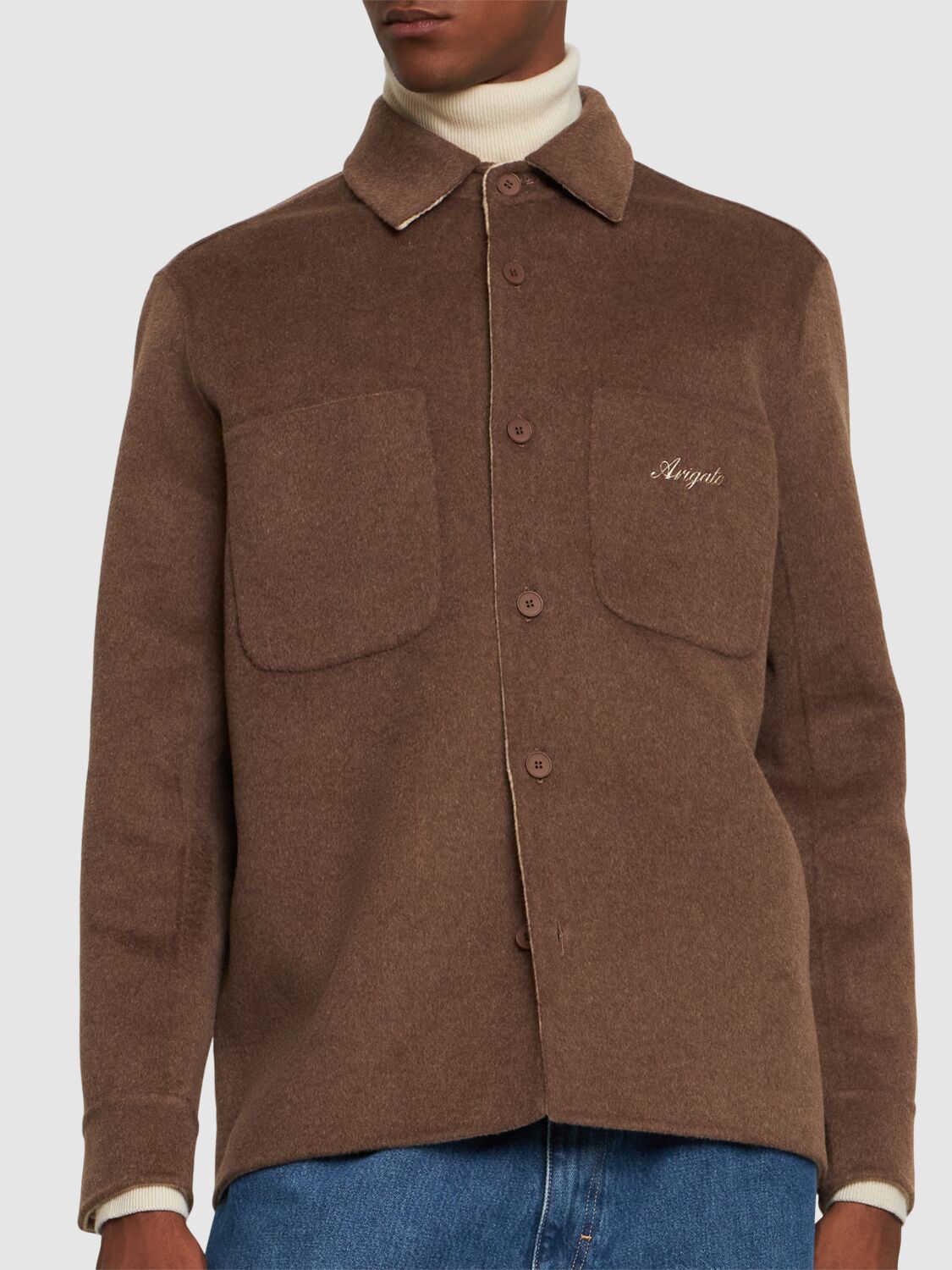 Shop Axel Arigato Index Wool Blend Overshirt In Brown