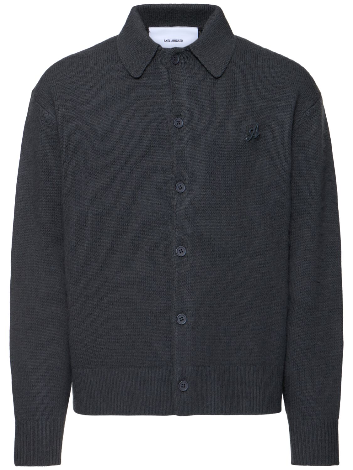 Axel Arigato Ode Collared Wool Cardigan In Dark Grey