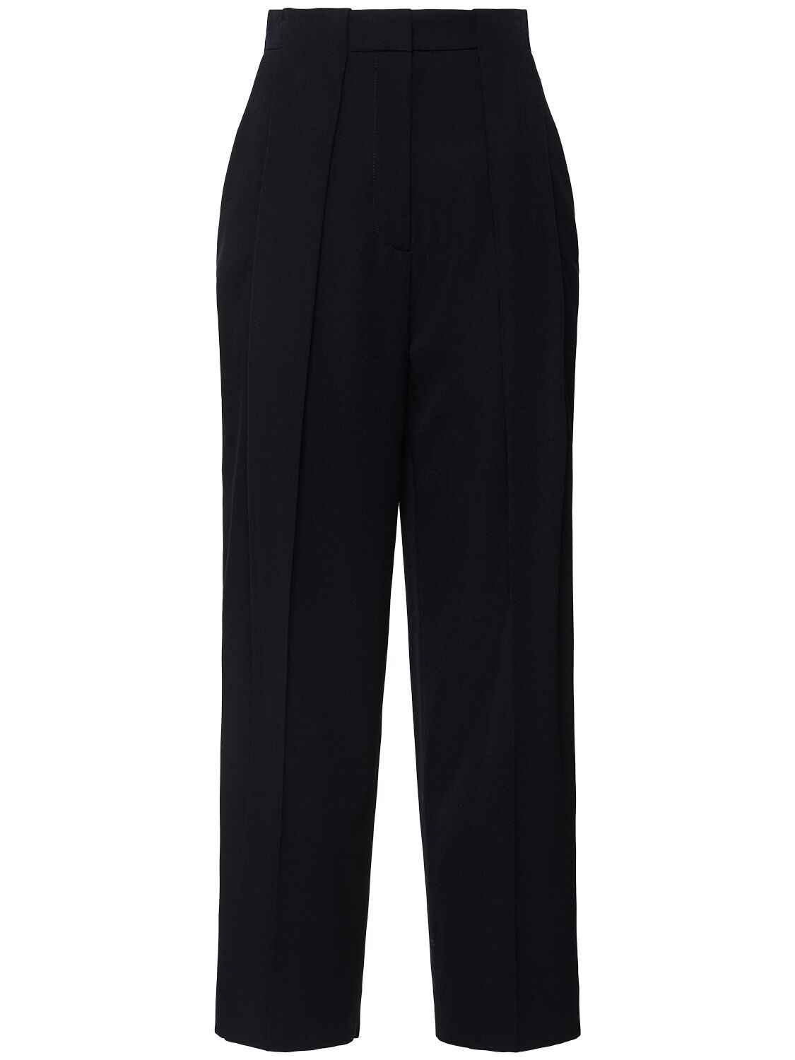 Balmain Pleated Grain De Poudre Wide Pants In Black