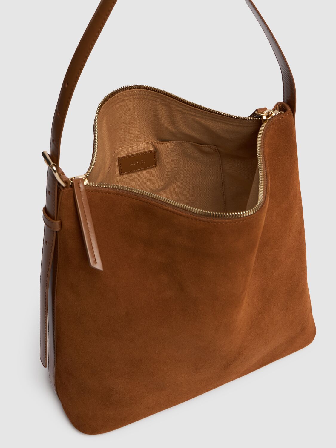 Shop Apc Vera Suede Tote Bag In Marron Glace