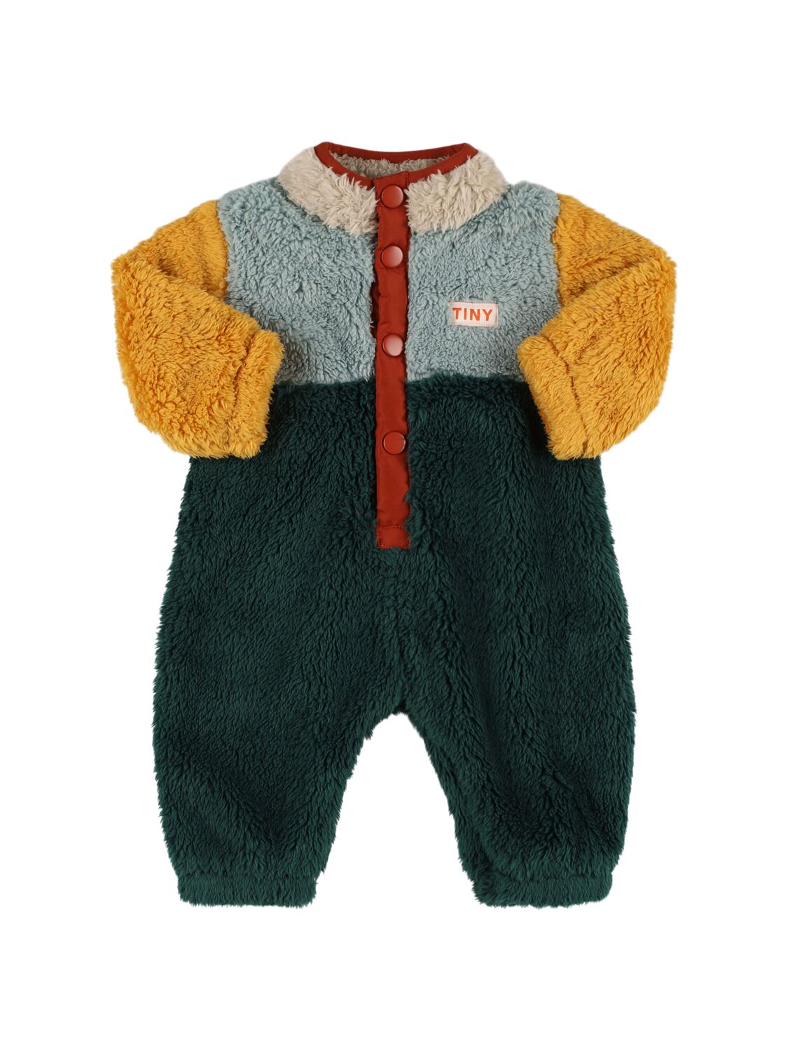 Shop Tiny Cottons Color Block Poly Sherpa Romper In Multicolor