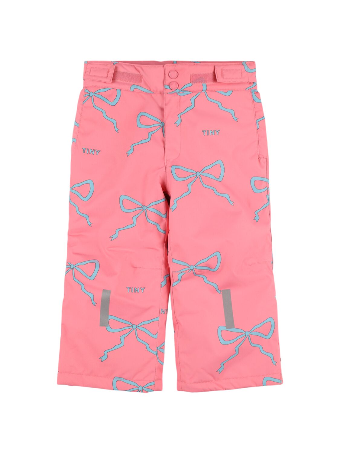 Tiny Cottons Bow Print Nylon Puffer Ski Pants In Pink