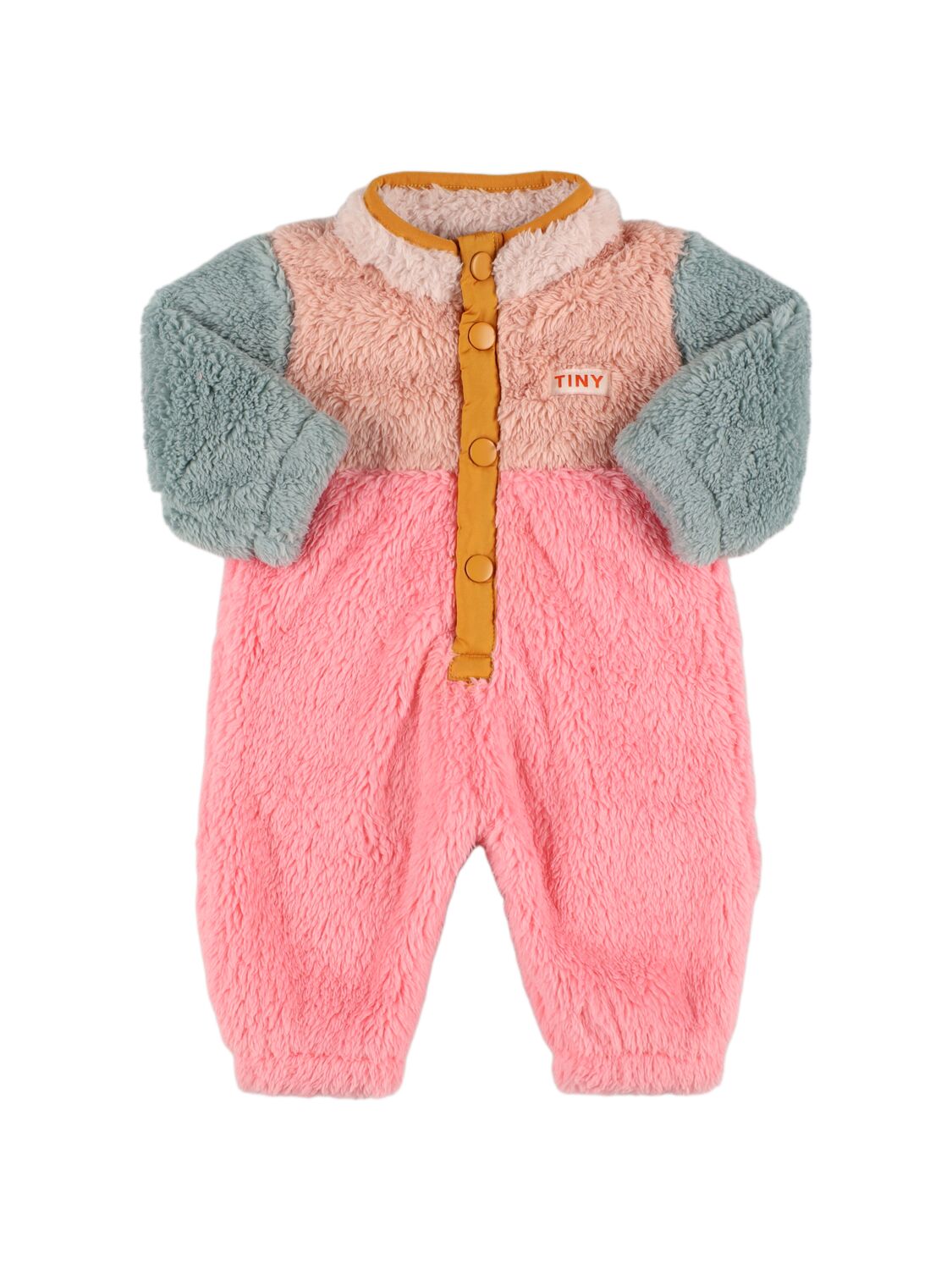 Tiny Cottons Kids' Color Block Poly Sherpa Romper In Pink