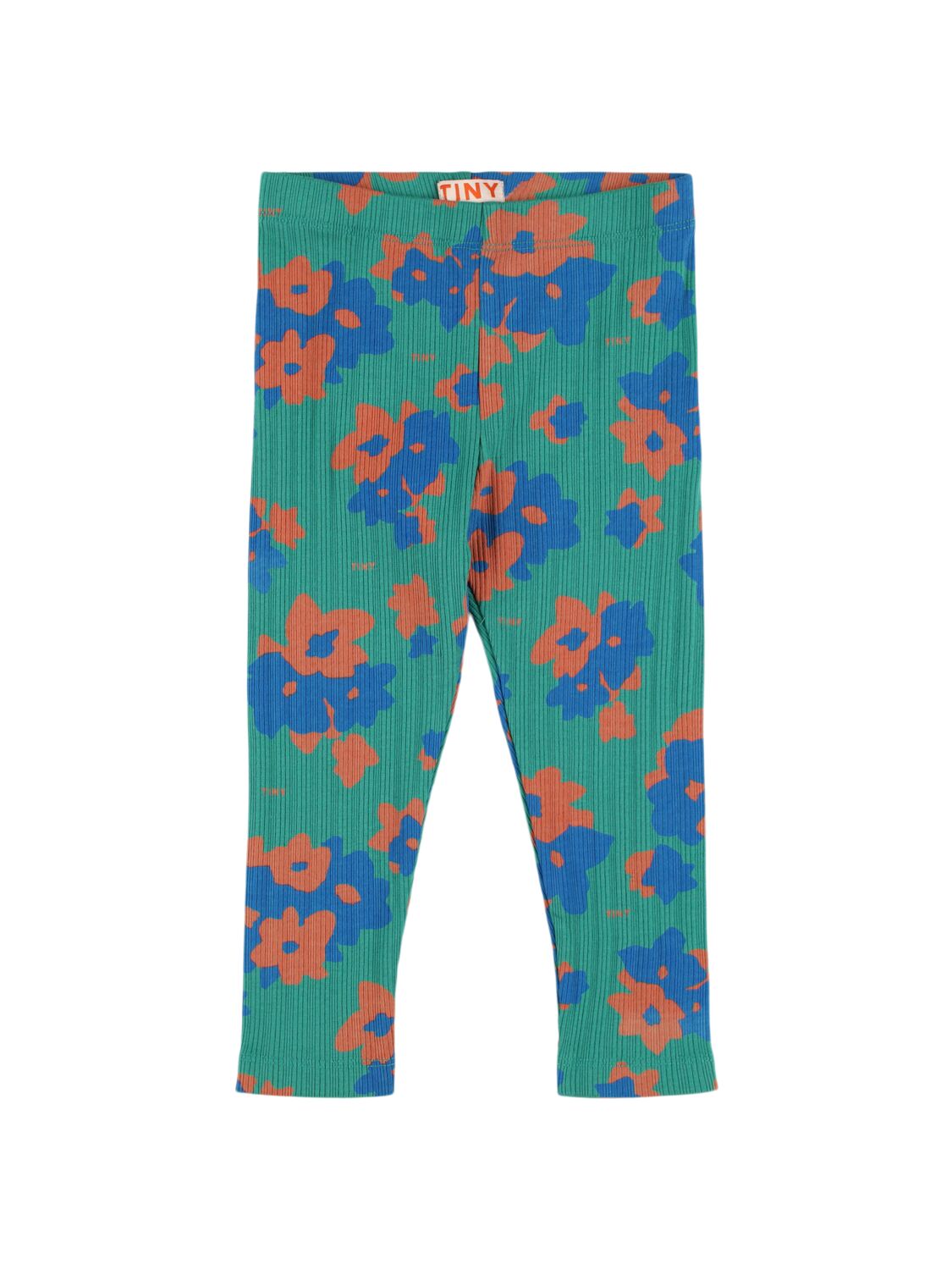 Tiny Cottons Flower Print Ribbed Cotton Leggings In Multi