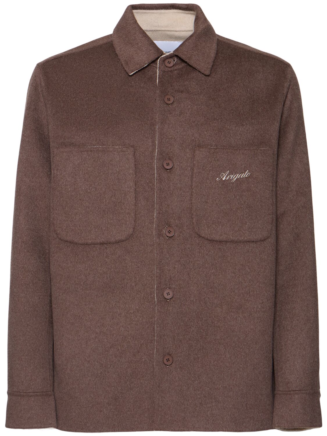 Axel Arigato Index Wool Blend Overshirt In Brown