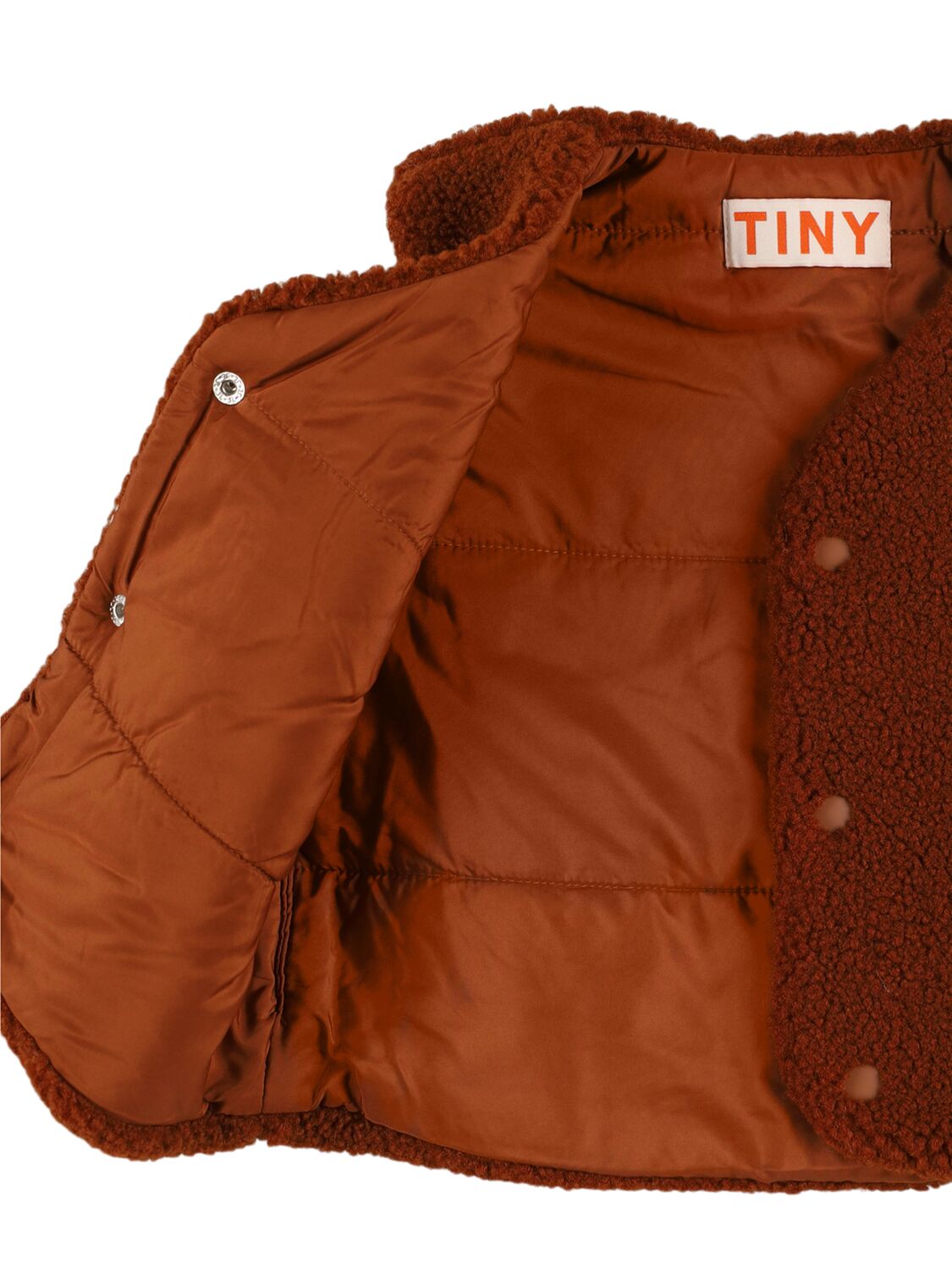 Tiny Cottons Padded Poly Sherpa Vest In Brown