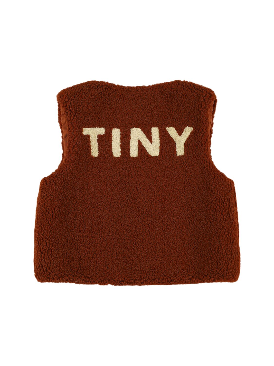 Tiny Cottons Padded Poly Sherpa Vest In Brown