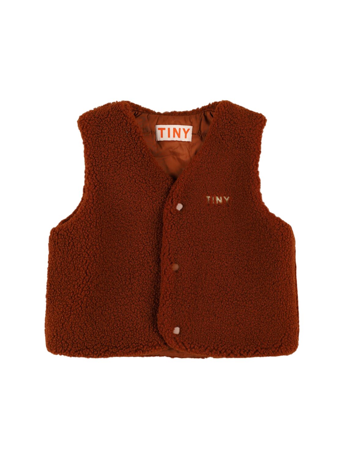 Tiny Cottons Padded Poly Sherpa Vest In Brown