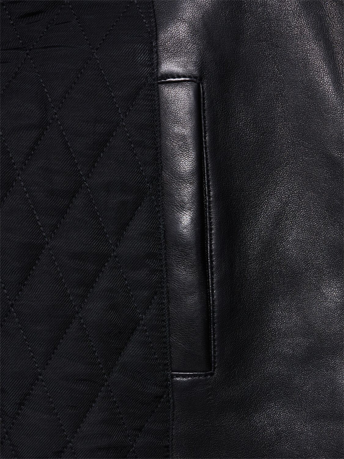 Shop Balmain High Collar Leather Bomber Jacket In Black