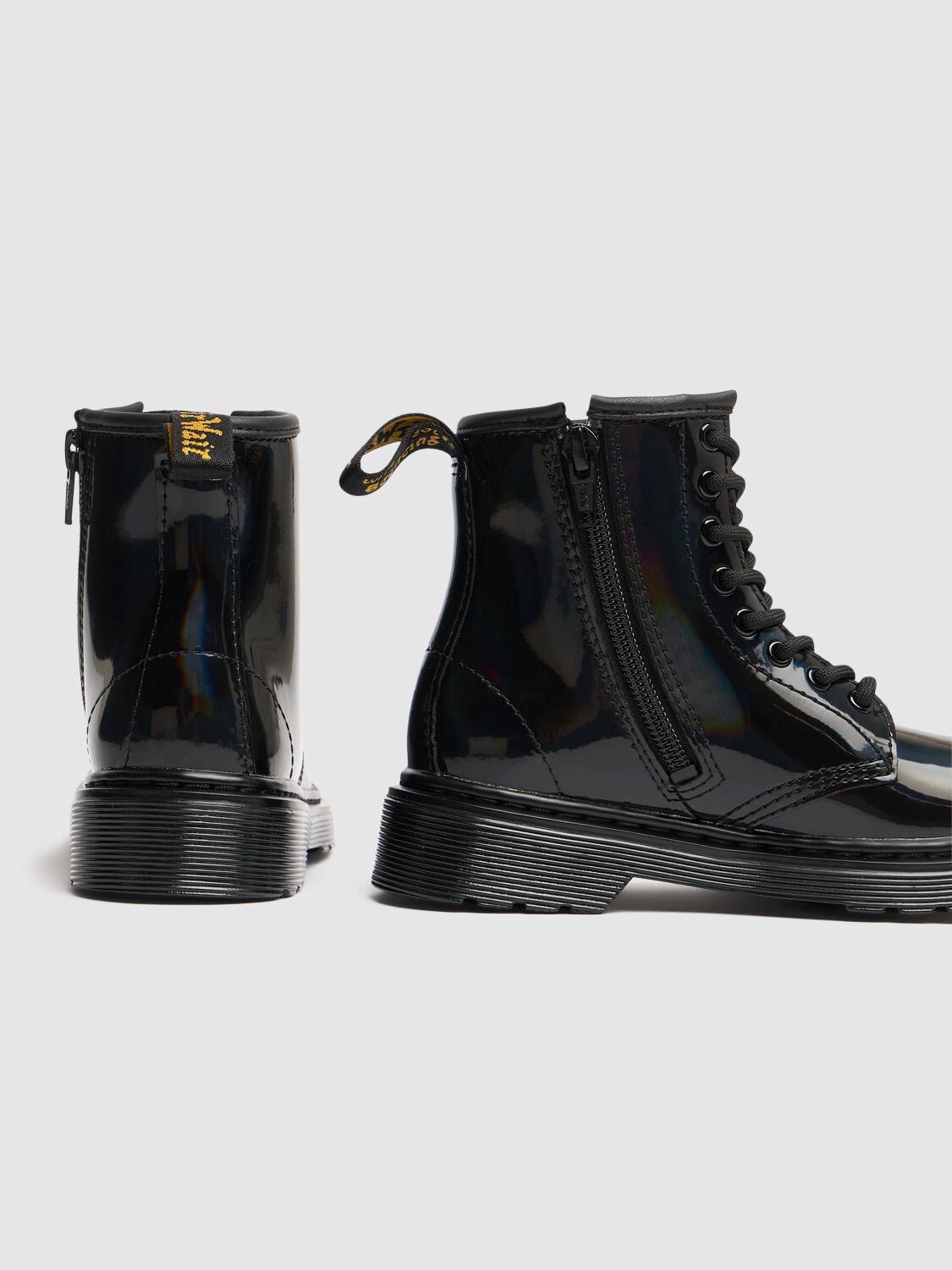 Shop Dr. Martens' 1460 Patent Iridescent Leather Boots In Black