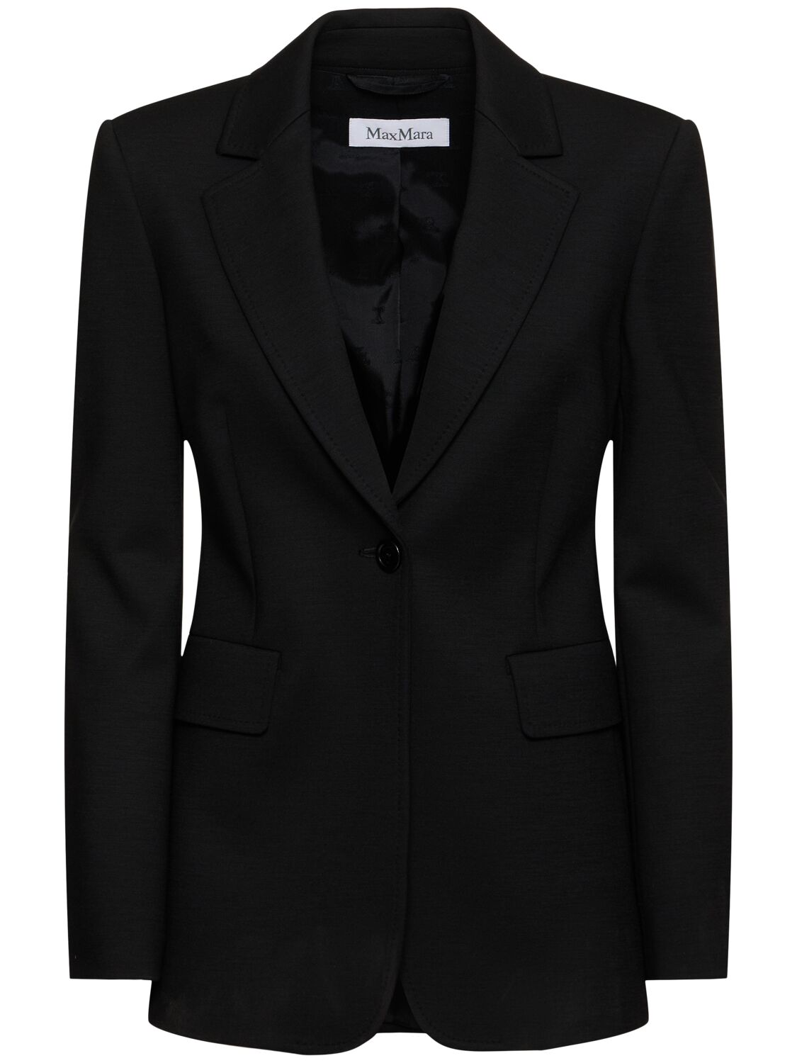 Shop Max Mara Serio Wool Blend Single Breasted Blazer In Black