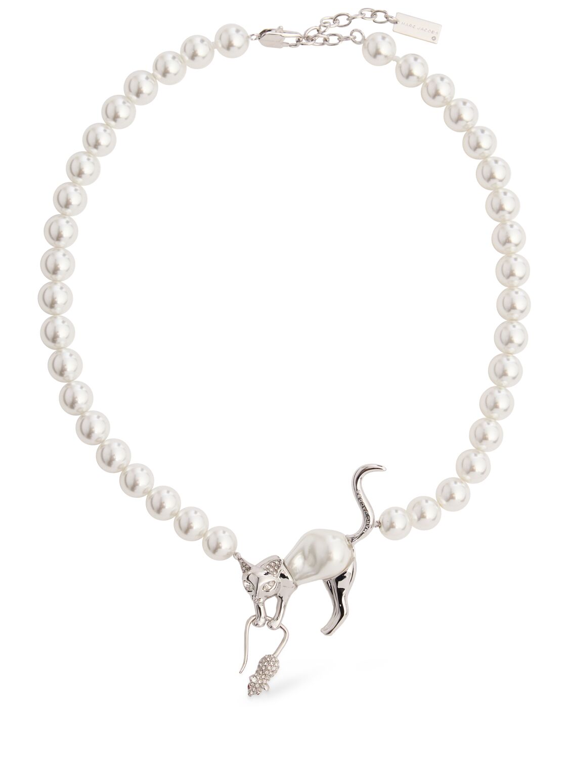 Marc Jacobs Cat And Mouse Faux Pearl Necklace In White