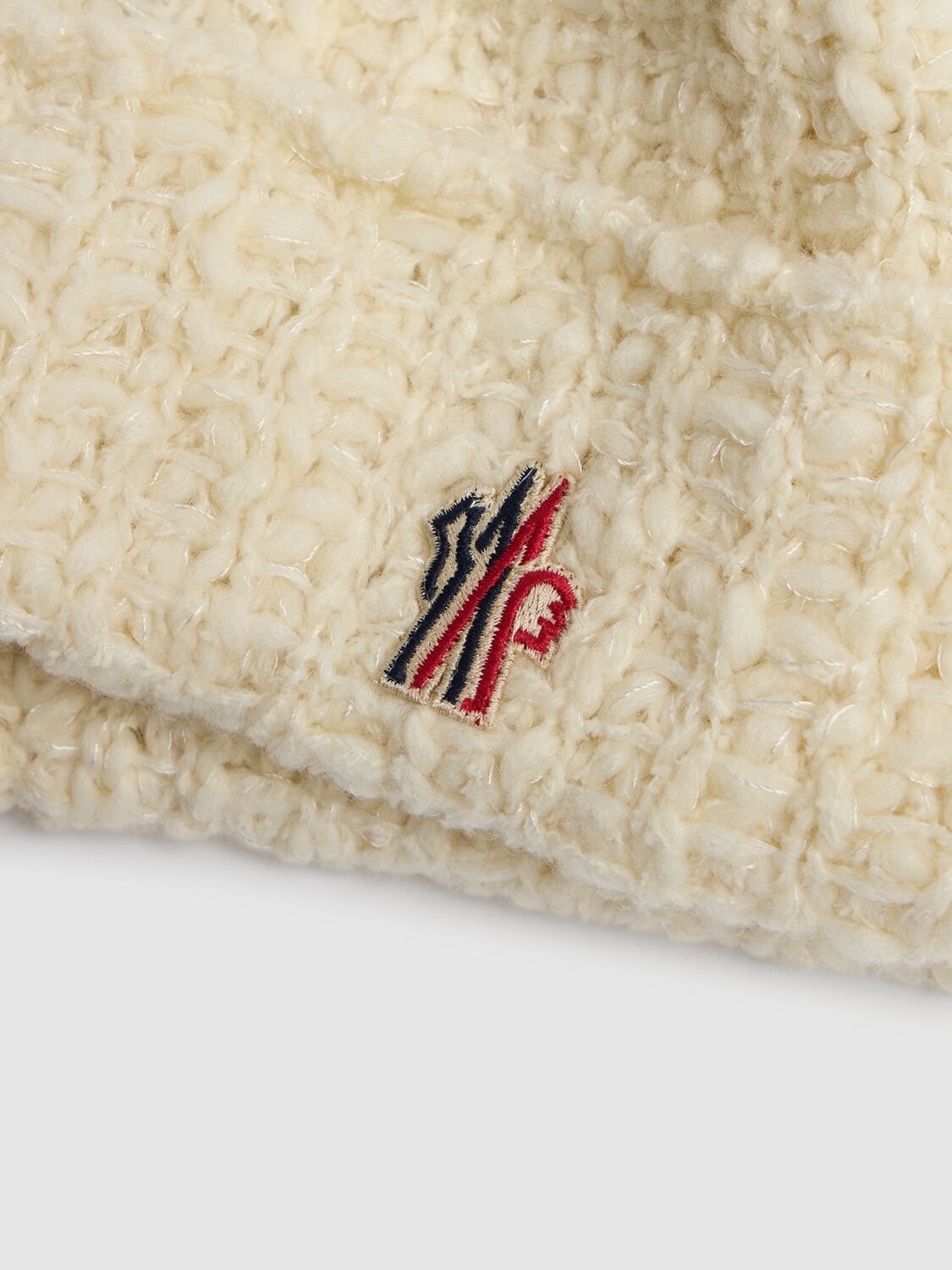 Shop Moncler Wool Blend Beanie W/ Pompom In White