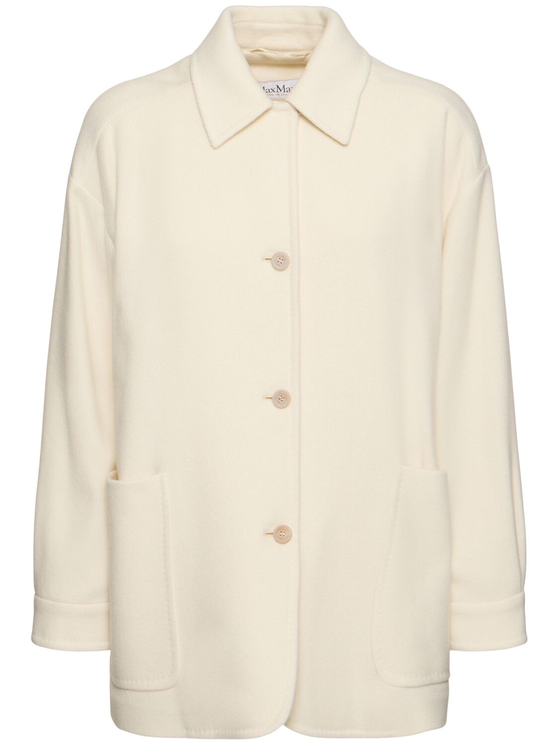 Max Mara Eligio Shetland Shirt Jacket In White