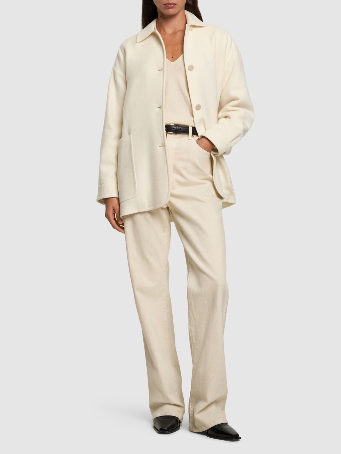 Shop Max Mara Eligio Shetland Shirt Jacket In White