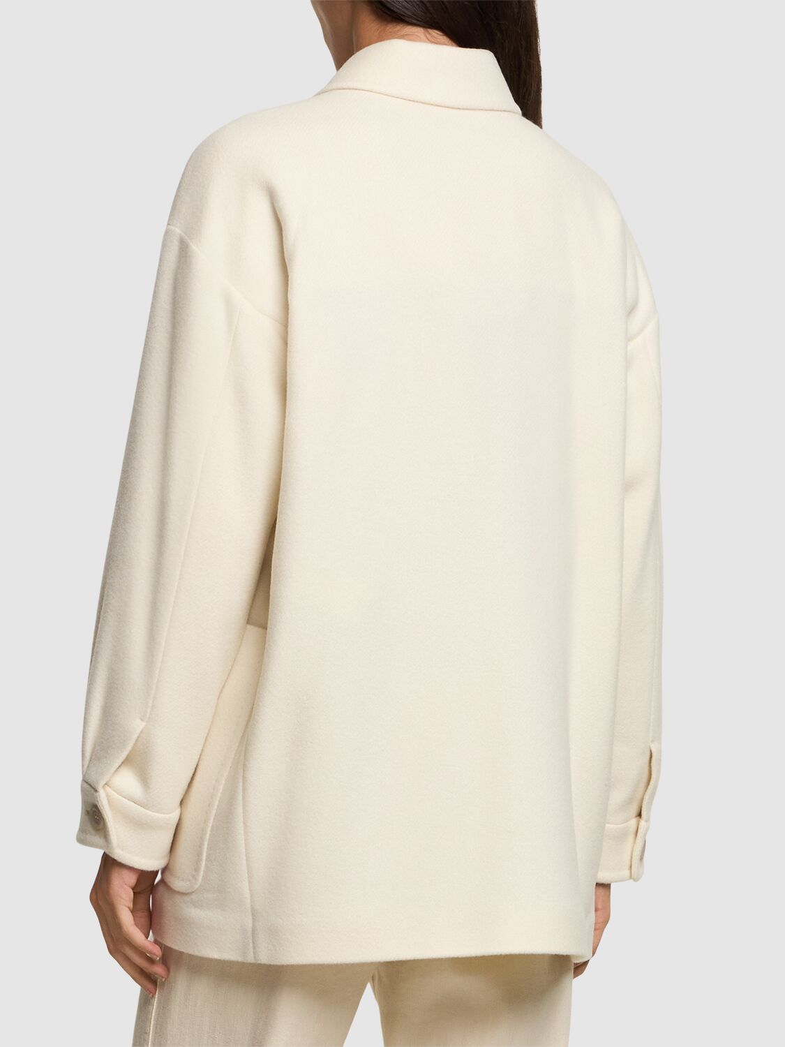 Shop Max Mara Eligio Shetland Shirt Jacket In White