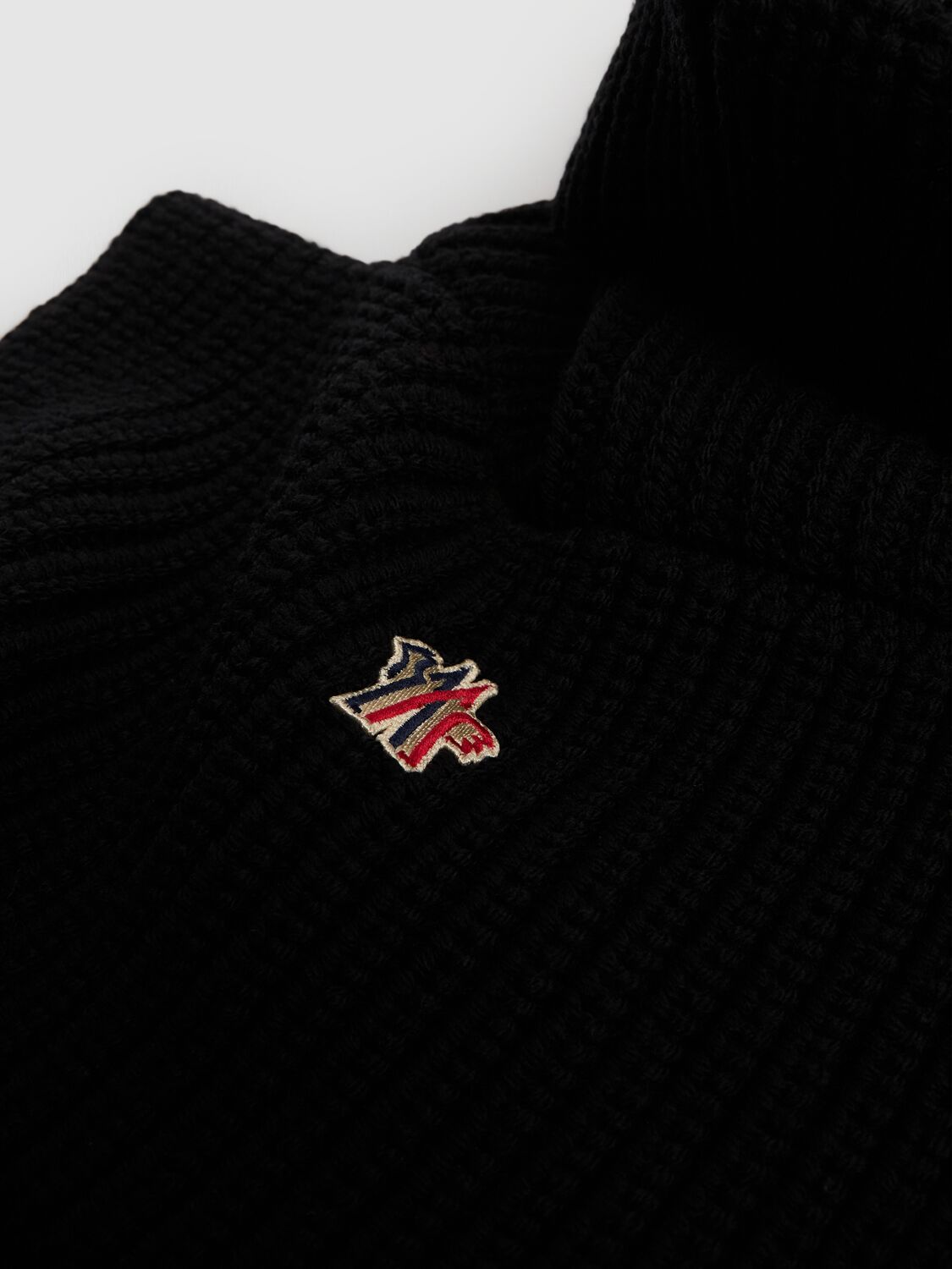 Shop Moncler Virgin Wool Neck Warmer In Black